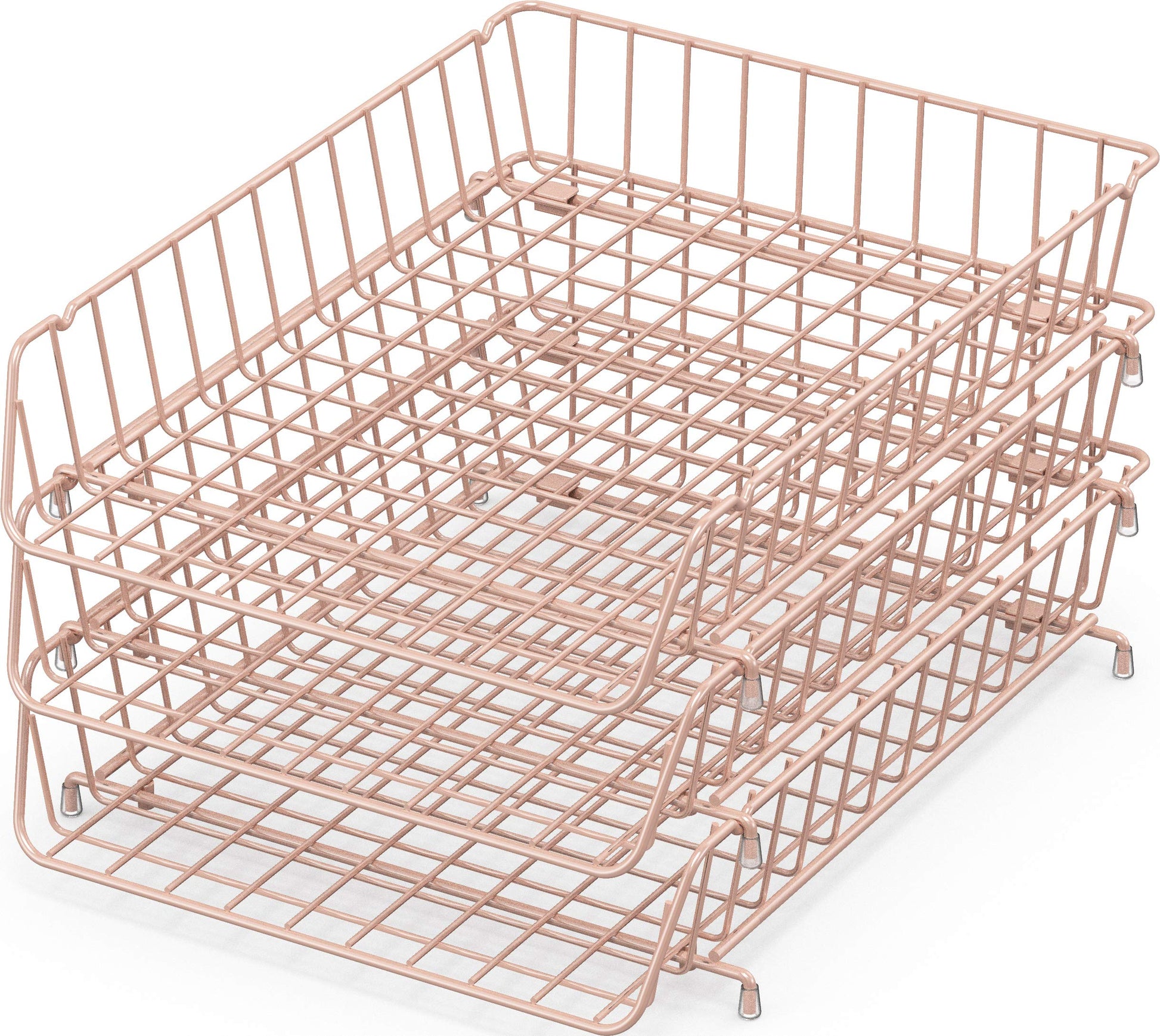 Simple Houseware Stackable Letter Tray, Wire Grid, Rose Gold