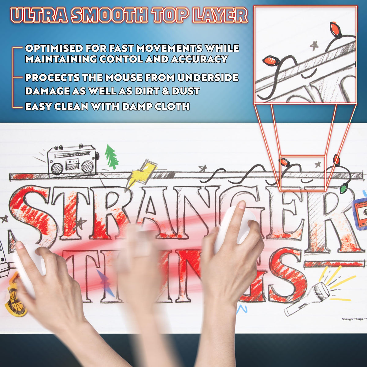 Stranger Things Desk Pad Large Mouse Mat 31.2 x 13.9 Desk Protector Mat PC Laptop Keyboard and