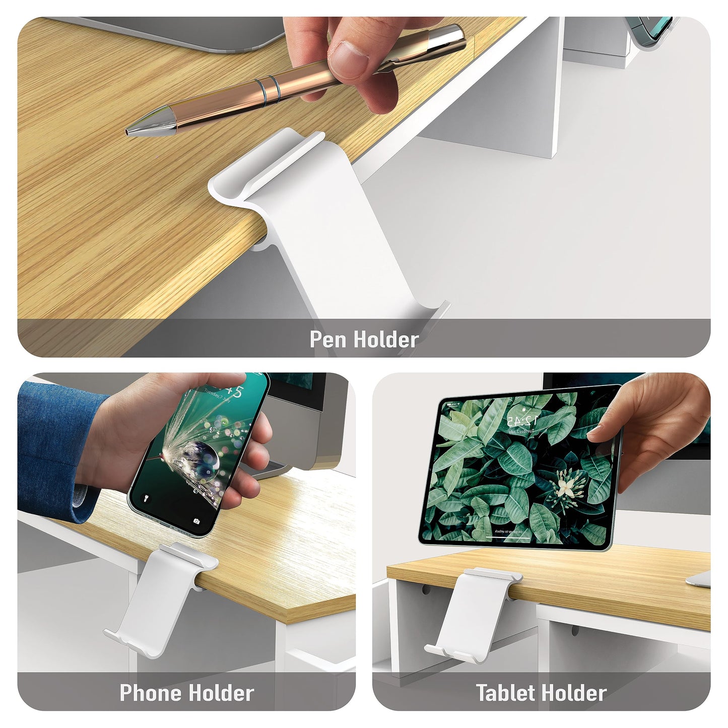 Simple Houseware Desk Dual Monitor Stand Riser with Drawer, Oak