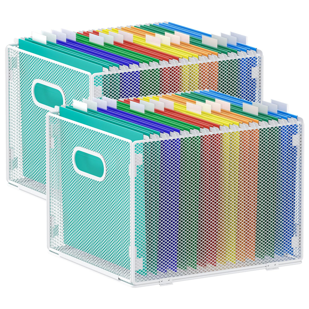 samstar 2 Pack Hanging File Organizer, Mesh File Folder Box Filing Box Cabinet Organizer Storage
