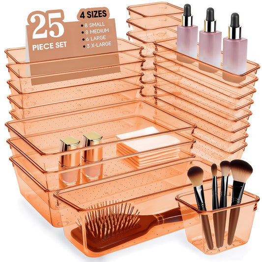 Trotianingyu Coffee Acrylic Drawer Organizers Set Storage for Makeup, Office Desk Small Vanity