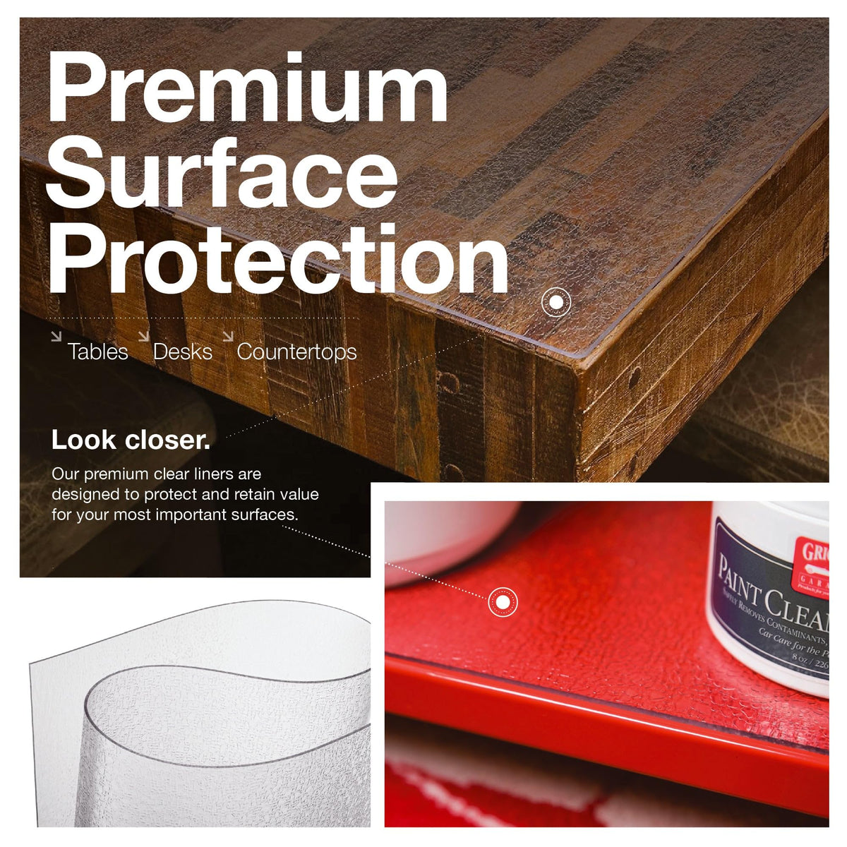 ExactMade - Clear Table Protector, USA Made, Safe, 20 x 42 Inch, 2mm Thick Pebble Textured Vinyl