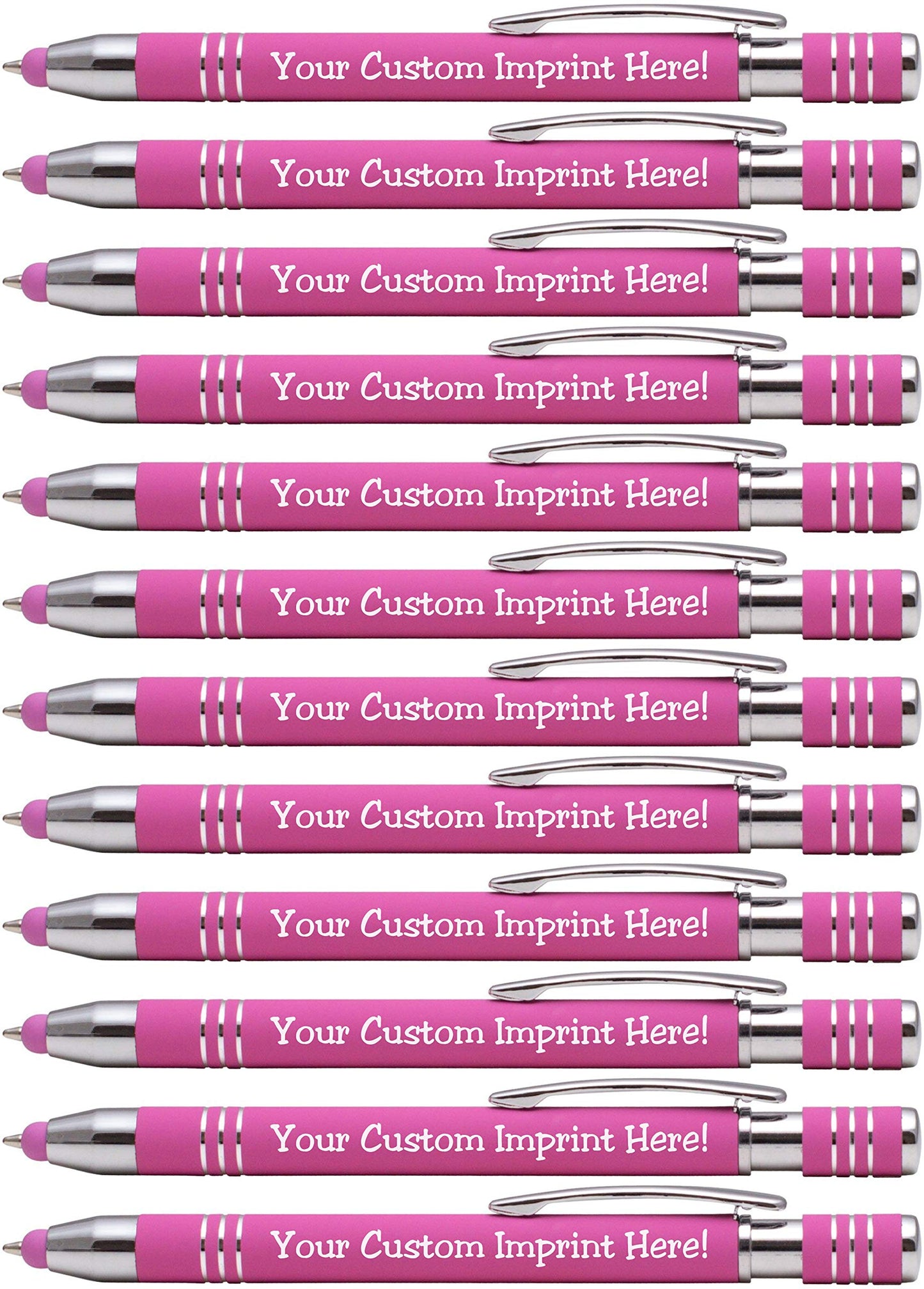 ExpressDesigns™ - Soft Touch Custom Pens with Stylus Personalized Metal Printed Name Pens - Black
