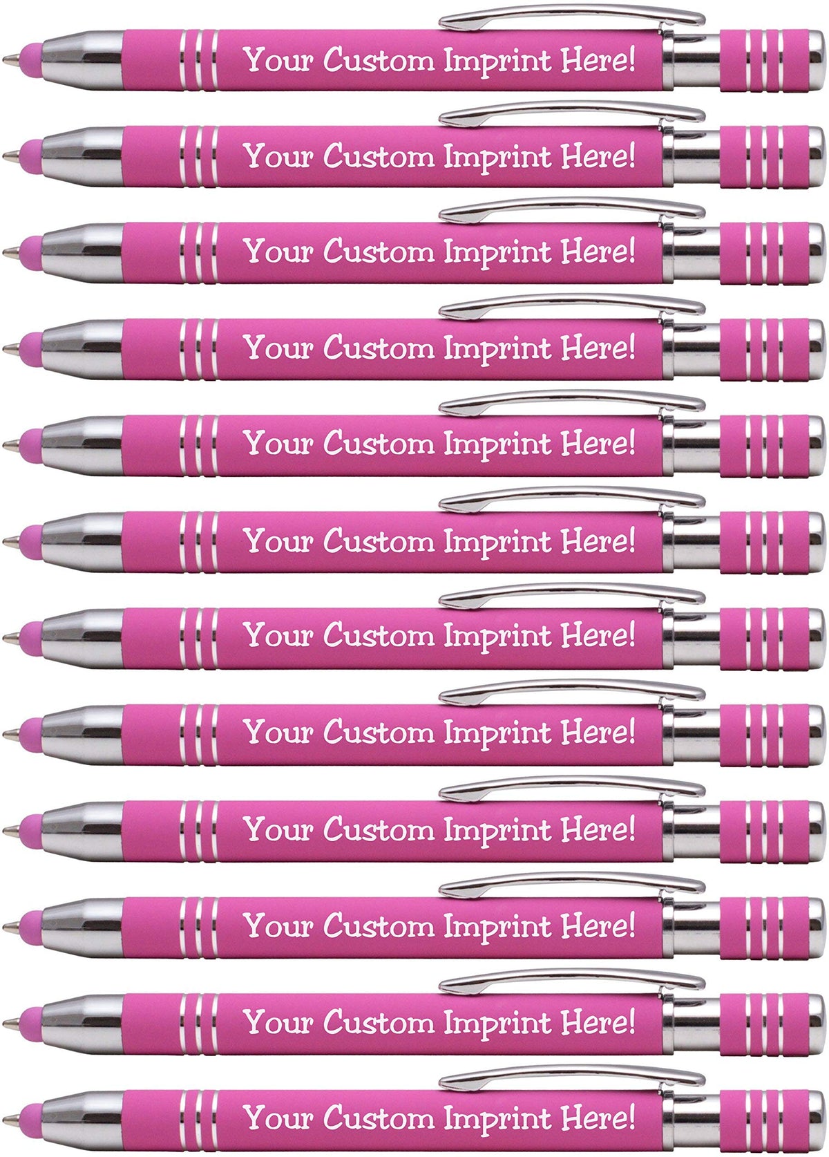 ExpressDesigns™ - Soft Touch Custom Pens with Stylus Personalized Metal Printed Name Pens - Black