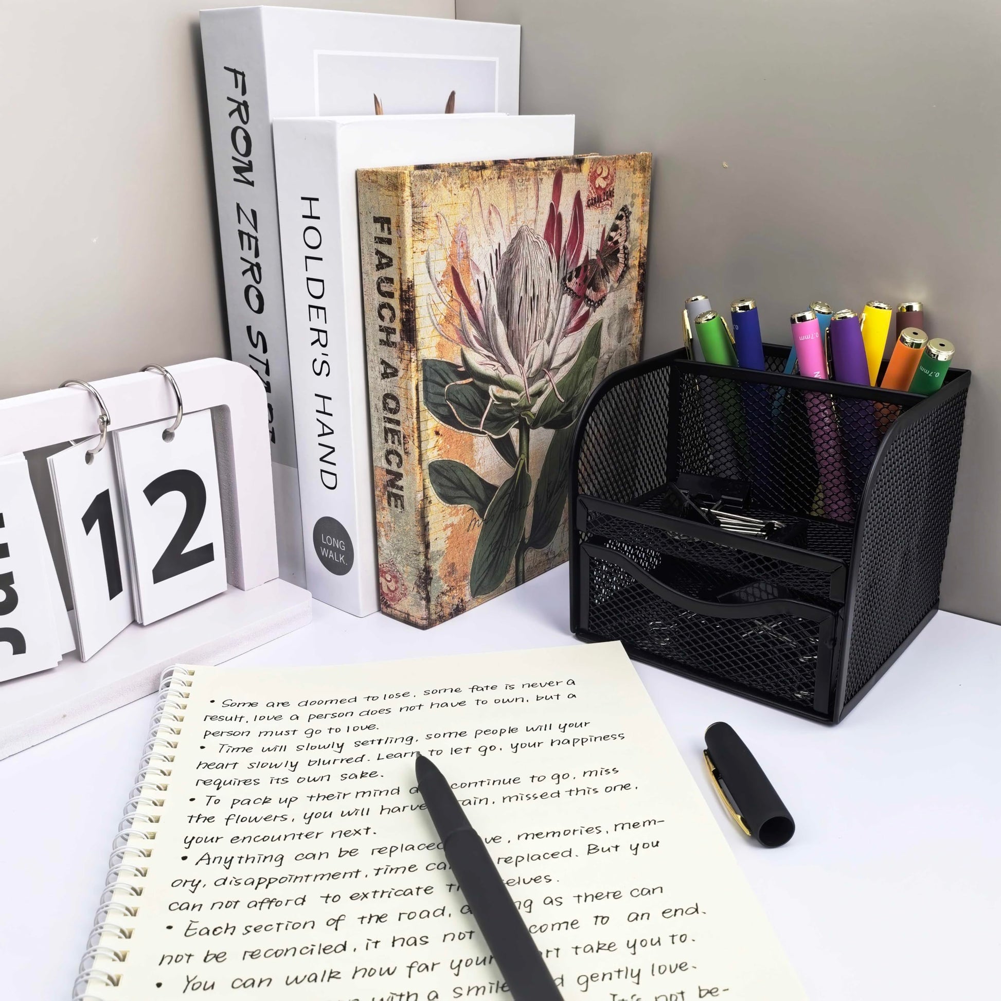 Fengtaiyuan Capped Gel Pens, 0.7mm Fine Point Quick Dry Black Ink, UV Plated Soft-Touch Thick