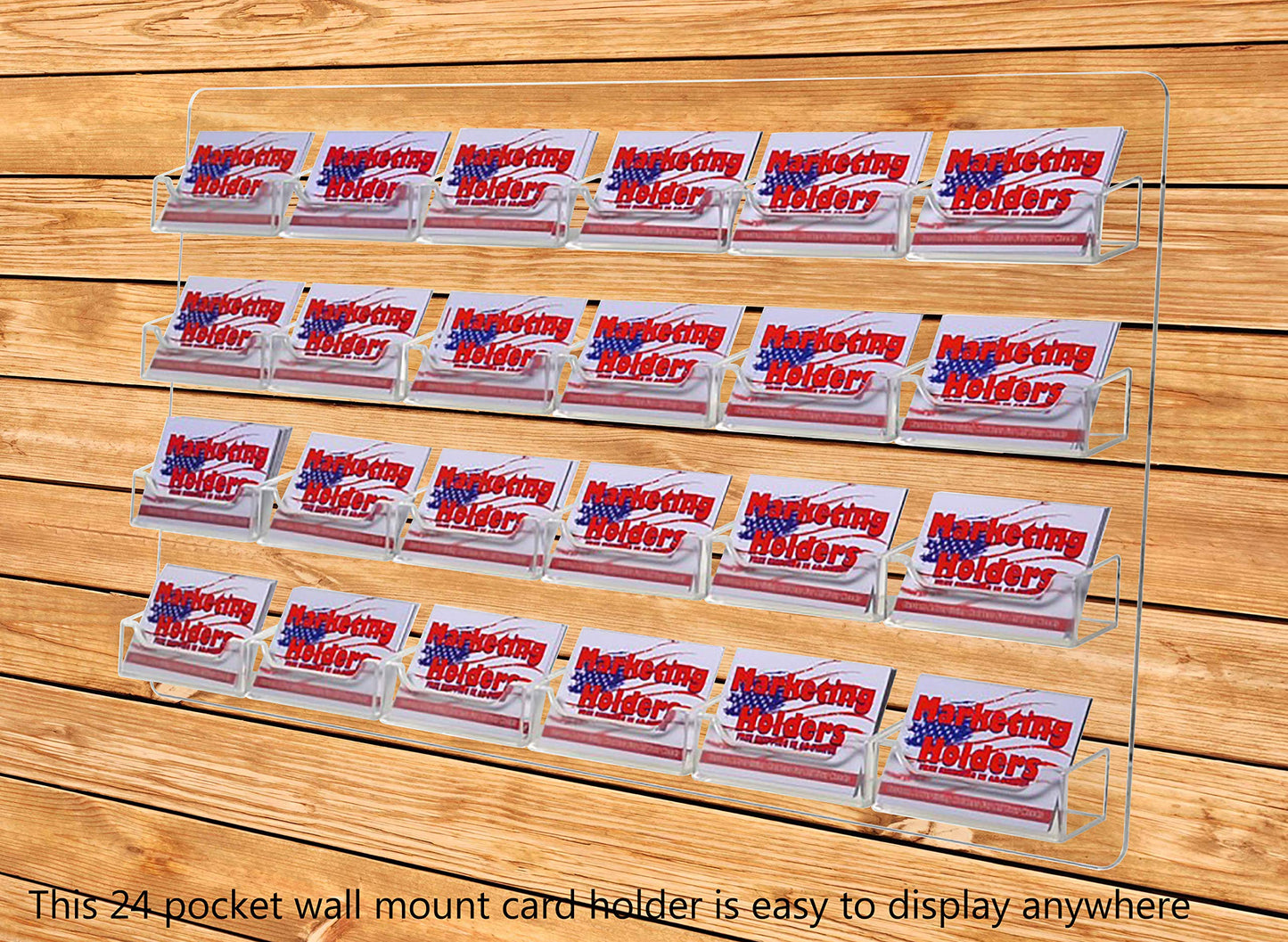 Marketing Holders Hanging Business Card Holder 24 Pocket Clear Acrylic Display Rack with Hardware