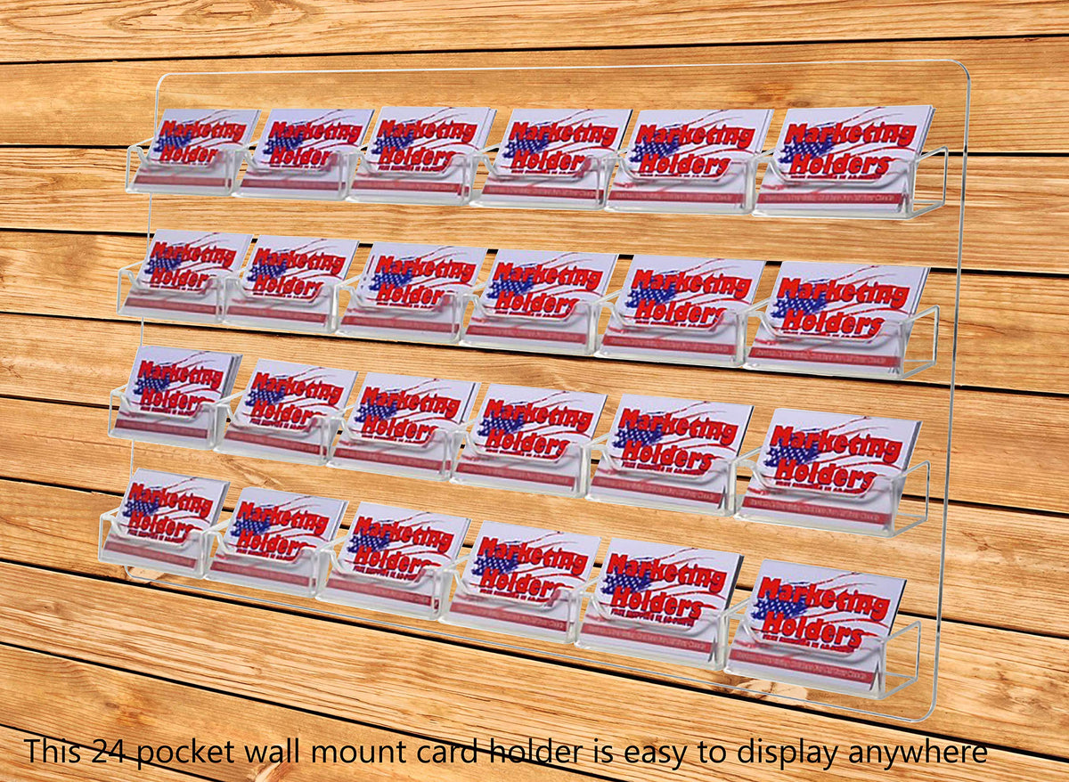 Marketing Holders Hanging Business Card Holder 24 Pocket Clear Acrylic Display Rack with Hardware
