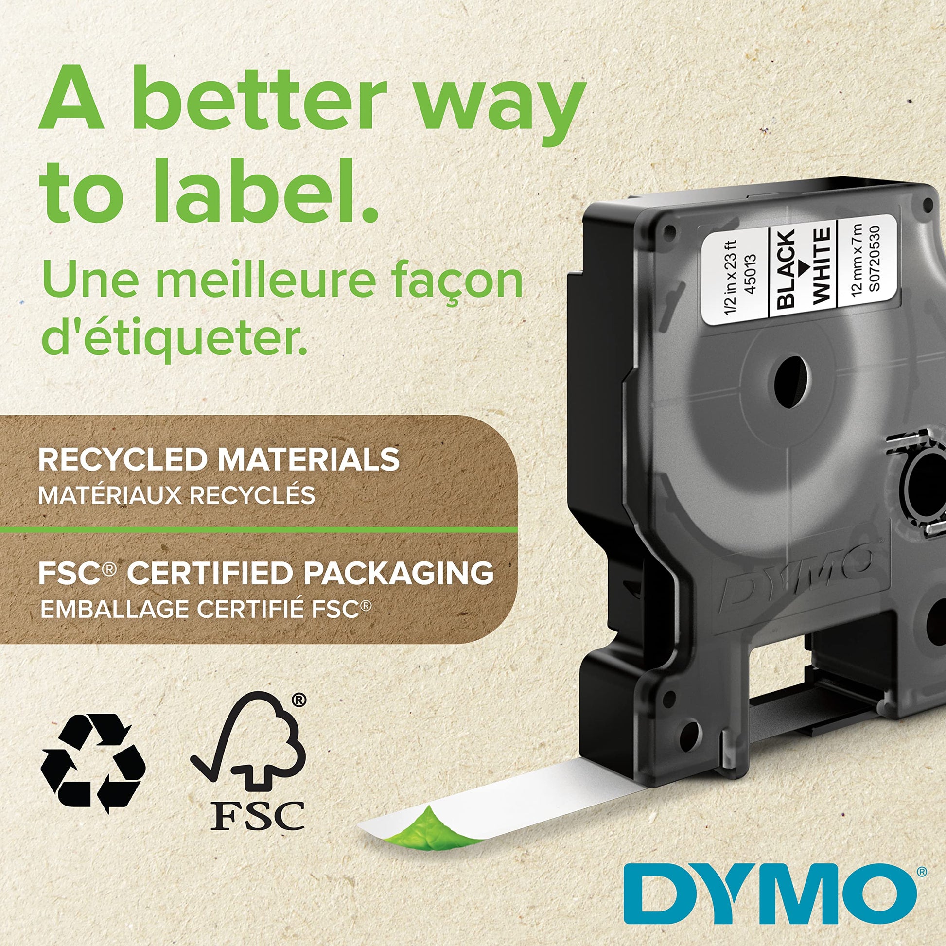 DYMO D1 Labels for LabelManager Label Makers, Black Print on White, 1/2-Inch x 23-Foot Rolls