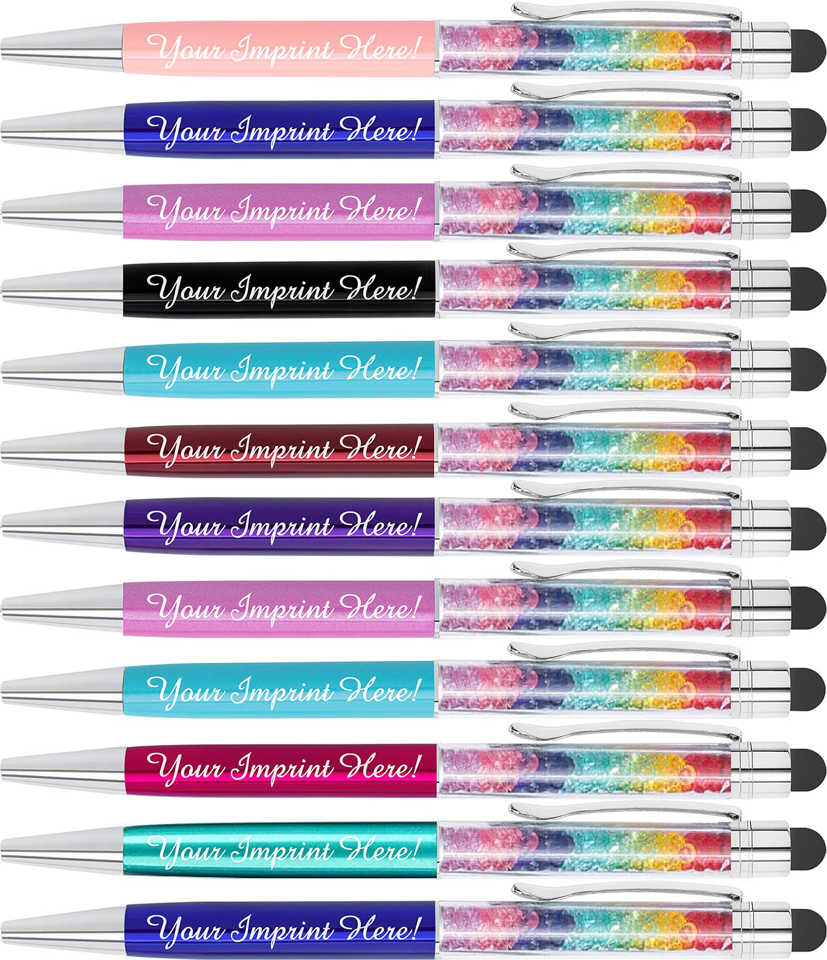 ExpressDesigns™ - Personalized Crystal Prism Pens with Stylus - Metal Gem Pen - Custom Metallic