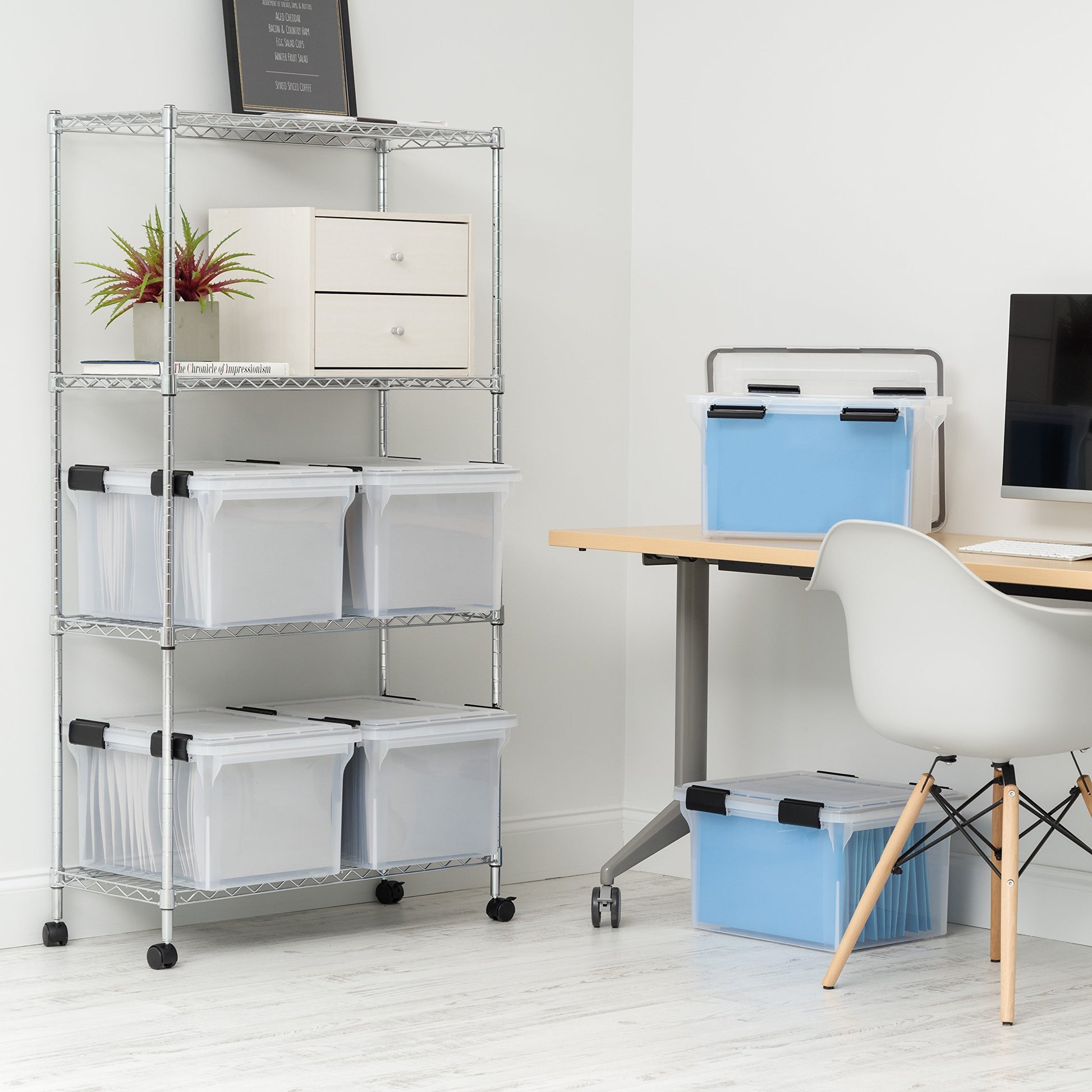 IRIS USA WeatherPro File Box Organizer, Letter/Legal, 32 Qt. Clear