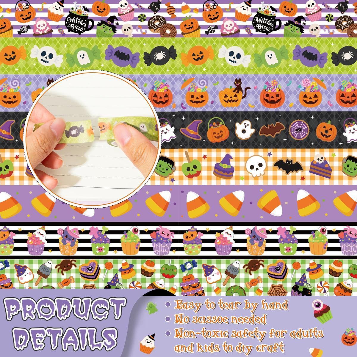 BkeeCten 12 Rolls Candy Dessert Washi Tape for DIY Craft Gift Wrapping