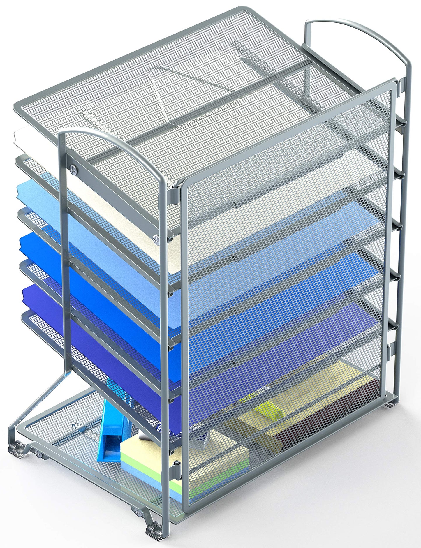 Simple Houseware 6-Tier Desk Organizer & Sliding Paper Tray, Silver