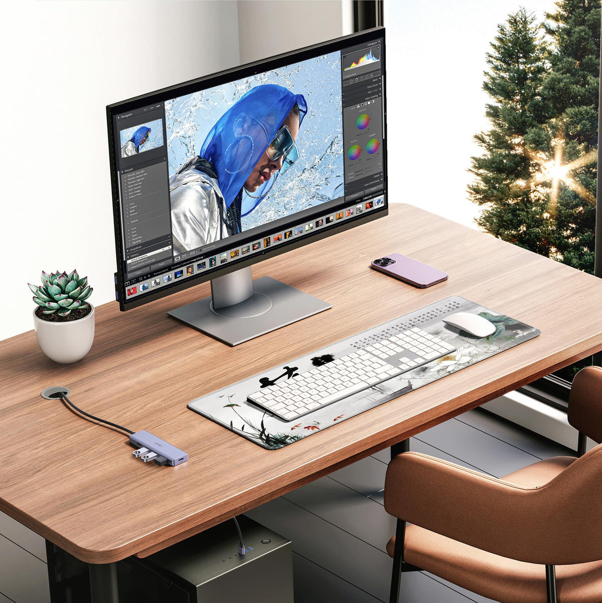 LL-COEUR XXL Landscape Gaming Mouse Pad Computer Keyboard Mat Office Desk Pad (Lotus 2, 31.4" x