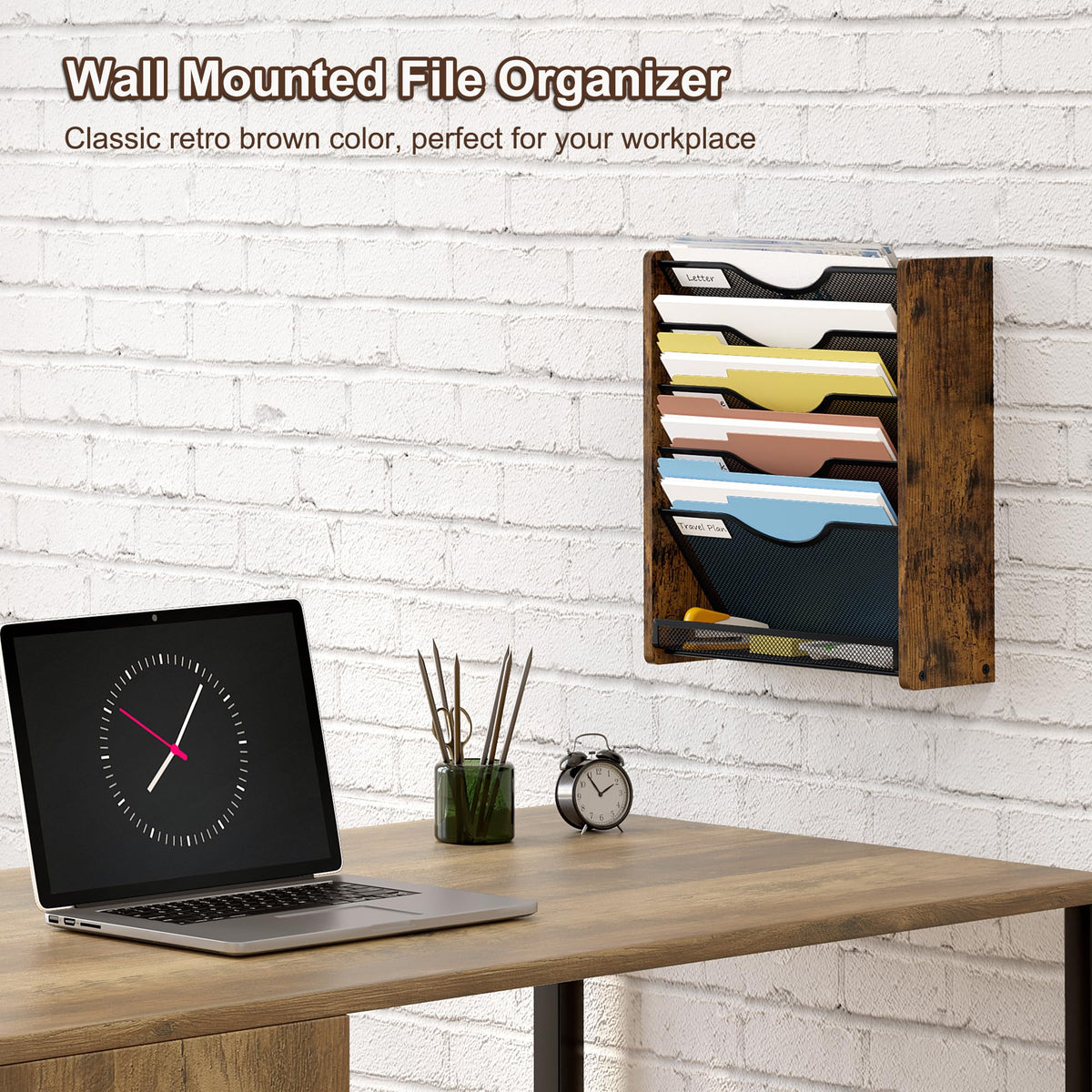 PAG-Mass Wall File Organizer,6 Tier Mesh Mail Organizer Wall Mounted,Hanging File Holder,Magazine