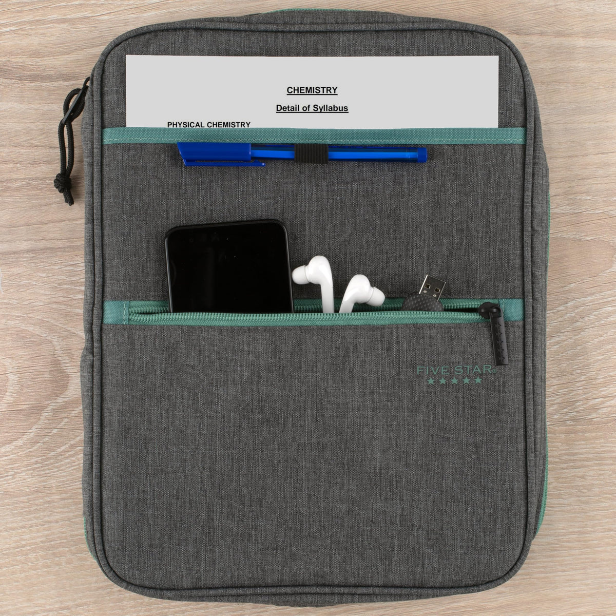 Five Star Zipper Binder, 1 Inch 3-Ring Binder with Round Rings, Carry-All with Pockets and 4-Tab