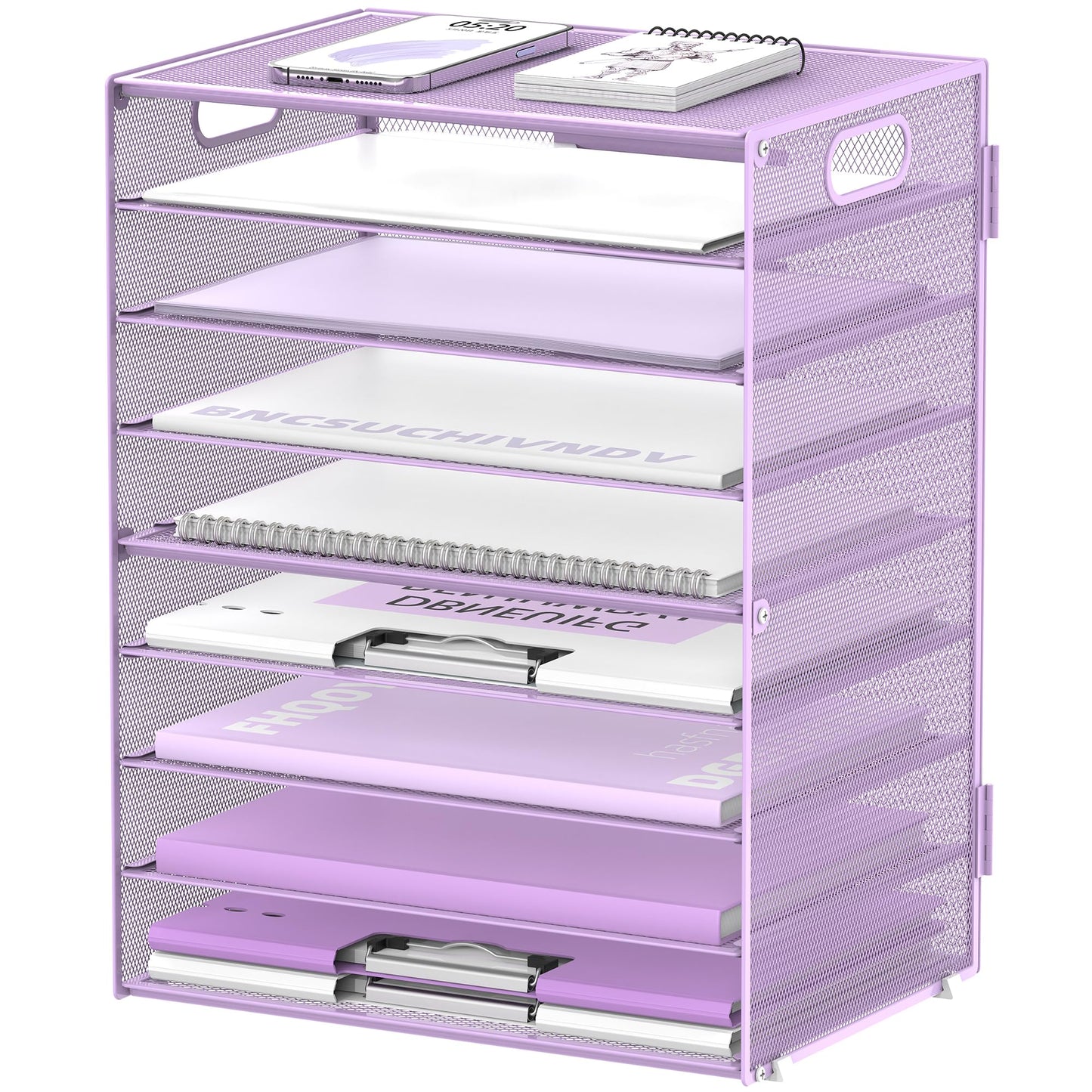 DALTACK 9-Tier Paper Letter Tray Desk Organizer with Handles, Mesh File Holder Organization, Paper