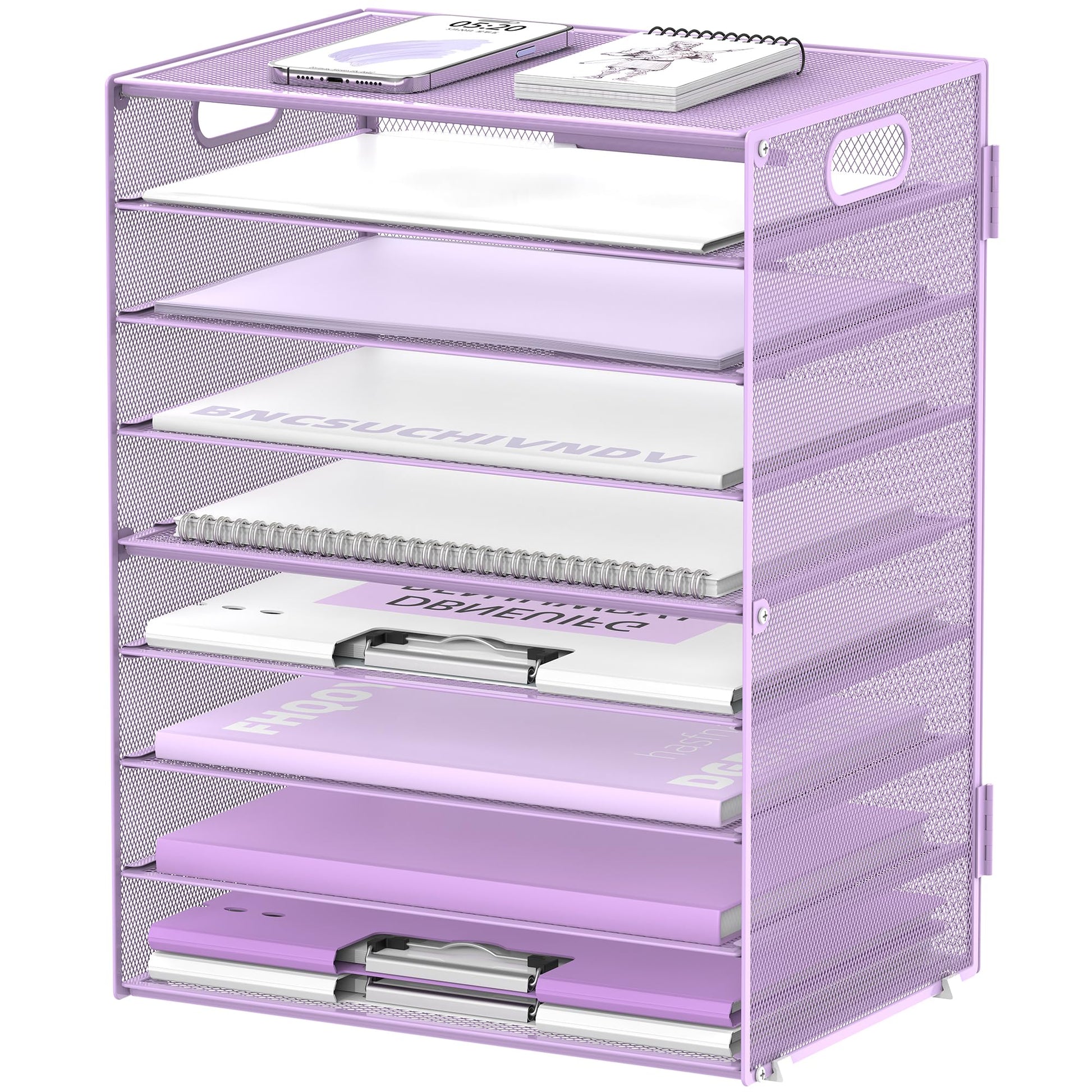 DALTACK 9-Tier Paper Letter Tray Desk Organizer with Handles, Mesh File Holder Organization, Paper