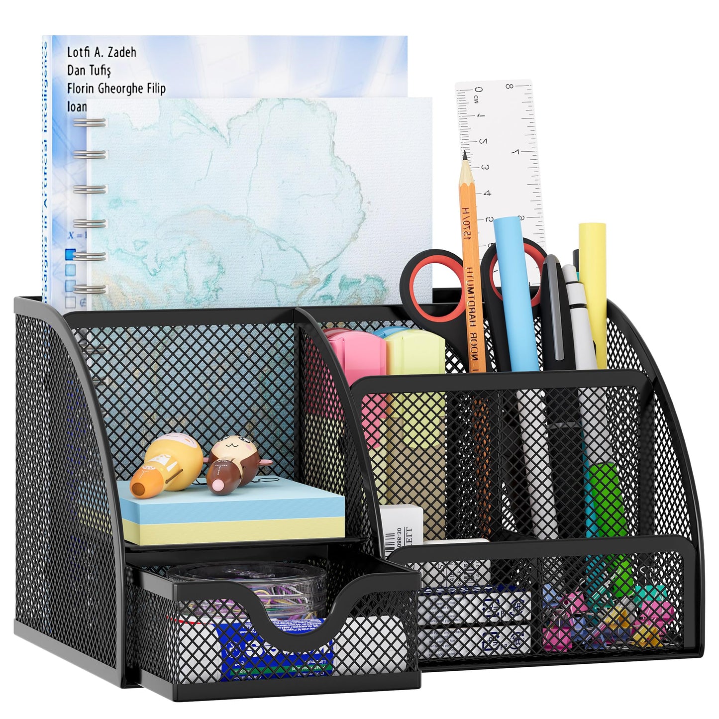 EasyPAG Mesh Desk Organizer with Drawer Multi-functional Pen Holder Stationery Organizer for Office