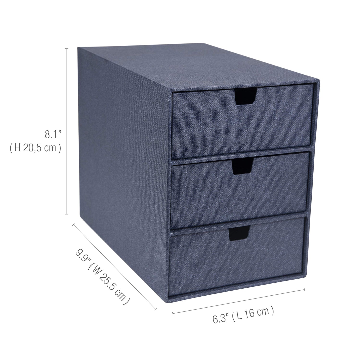 Bigso Box of Sweden Ingrid 3-Drawer Fiberboard Desk Organizer for Office Supplies and Accessories