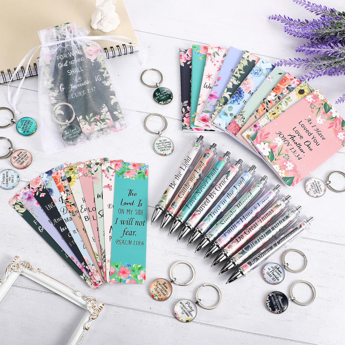 Jetec 150 Bible Verses Gift Set for 30 Christian Bookmarks 30 Scripture Ballpoint Pens 30 Christian