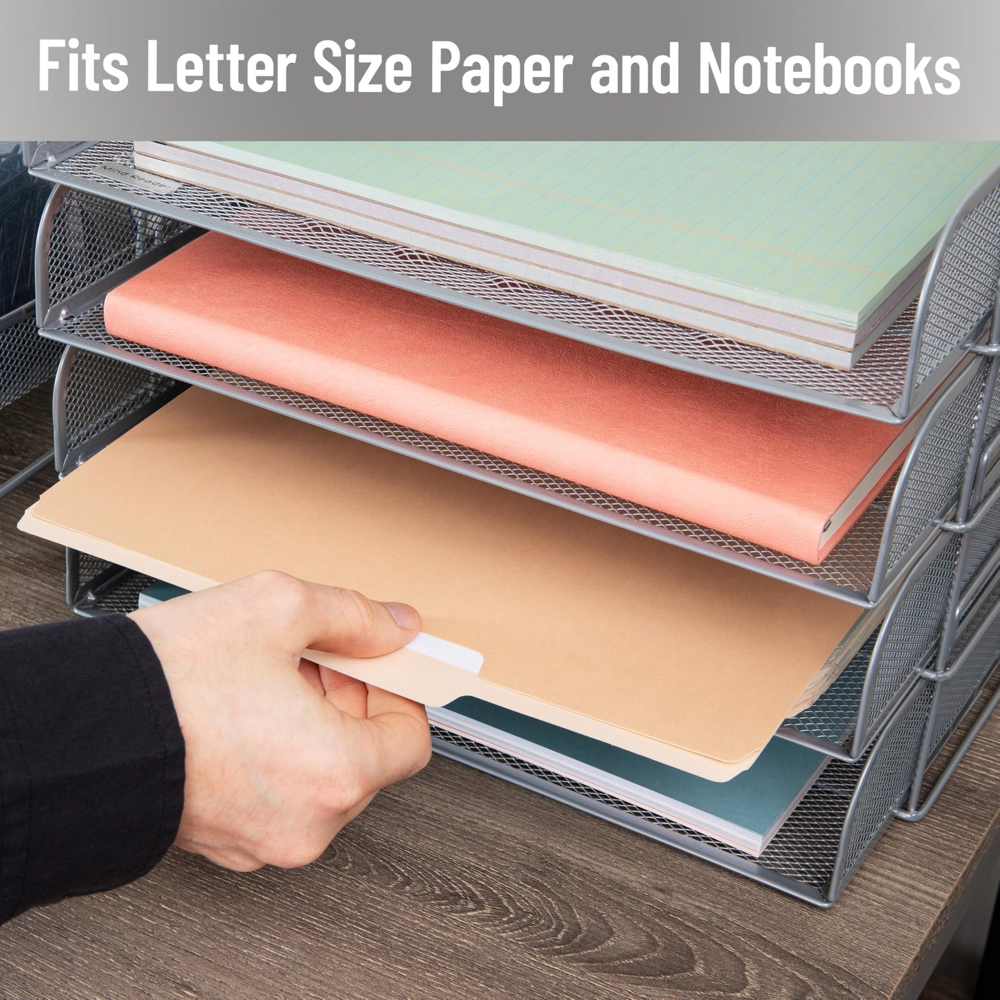 Mind Reader Stackable Paper Tray, Desktop Organizer, File Storage, Office, Metal Mesh, 4 Pcs.