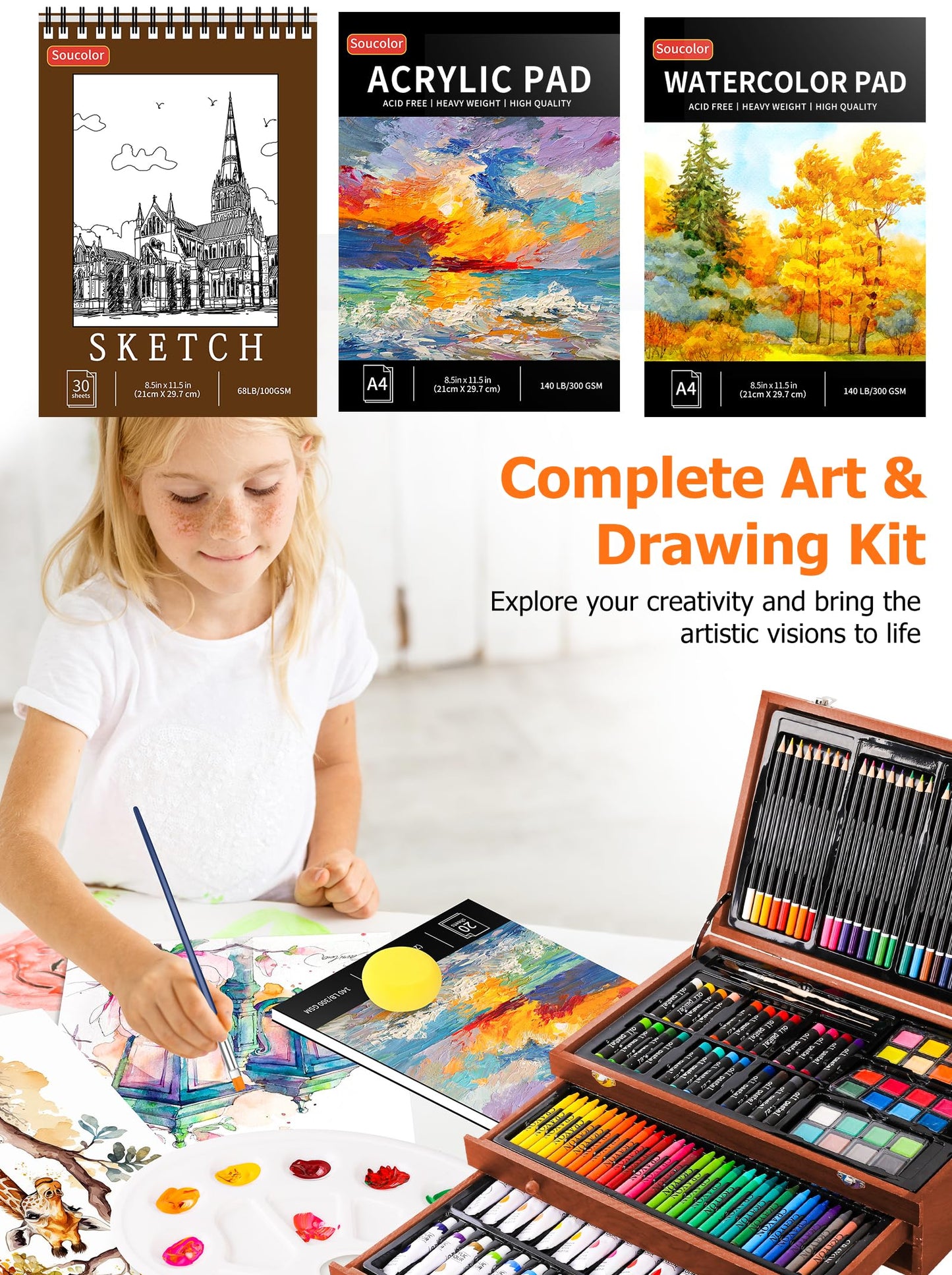 Soucolor Art Supplies,192 Pack Deluxe Art Set Drawing Painting Supplies Kit