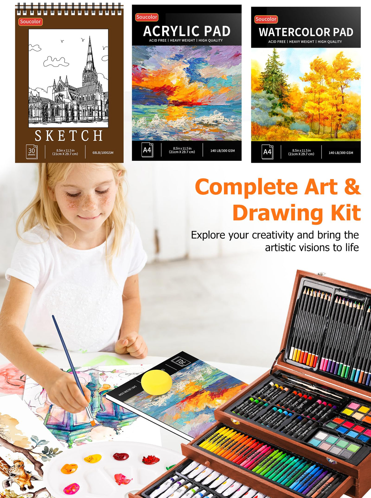Soucolor Art Supplies,192 Pack Deluxe Art Set Drawing Painting Supplies Kit