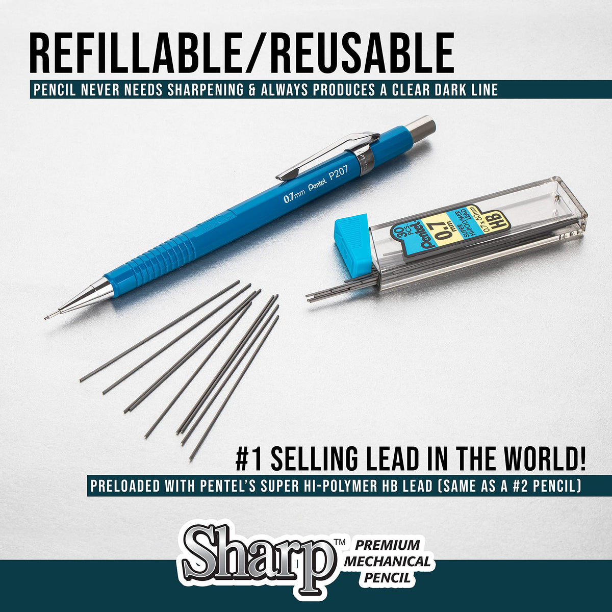 Pentel Sharp Metallic Mechanical Pencil, (0.5mm), Fine Line, Assorted Colored Barrels, Pack of 4