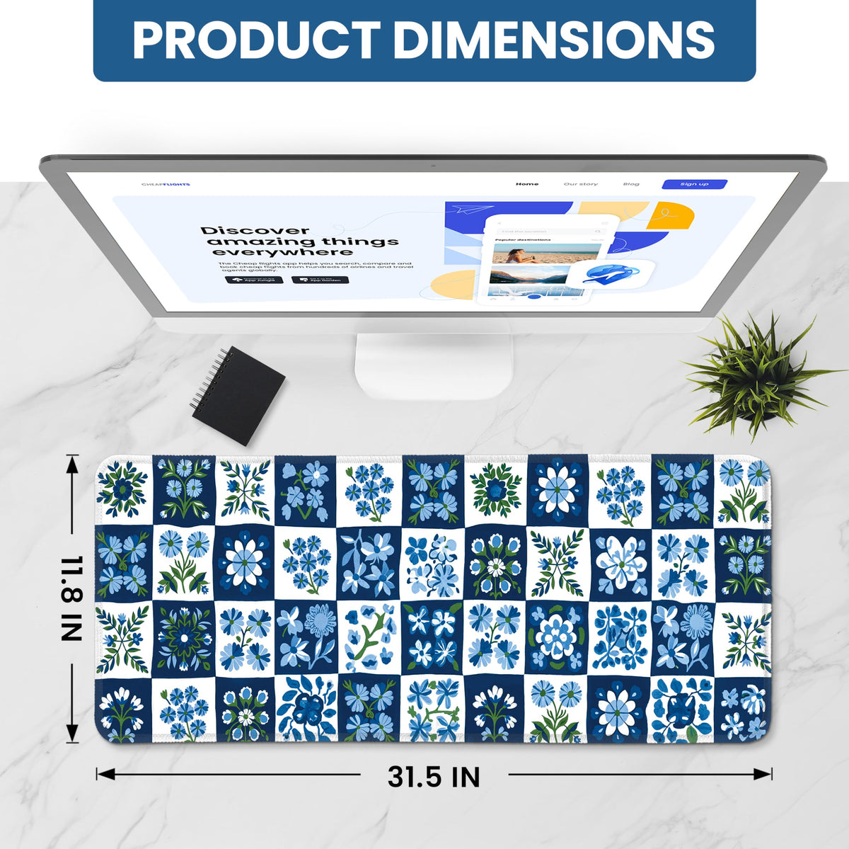 ZapDesk Large Desk Mat, Extended Mouse Pad for Desktop, 31.5" x 11.8"