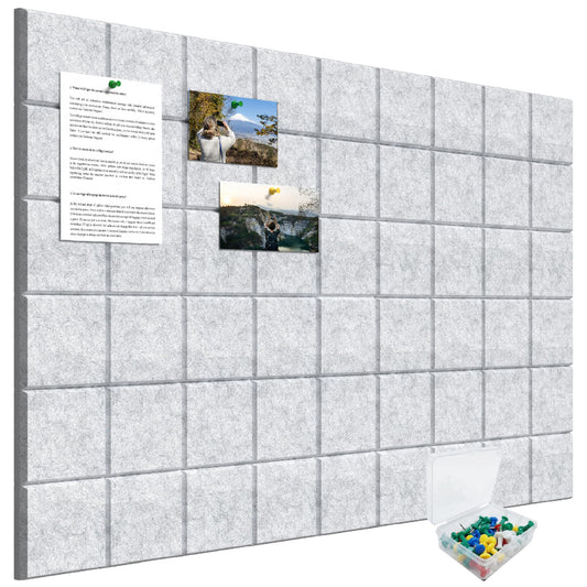 36" x 24" Large Black Cork Board Alternative - 6 Pack Felt Bulletin Board with 30 Push Pins, Felt