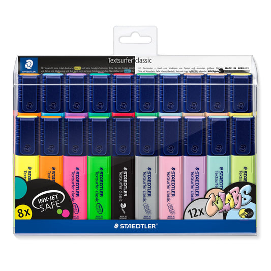 STAEDTLER 364 WP20 Textsurfer Classic Highlighter - Assorted Neon and Pastel Colours (Pack of All