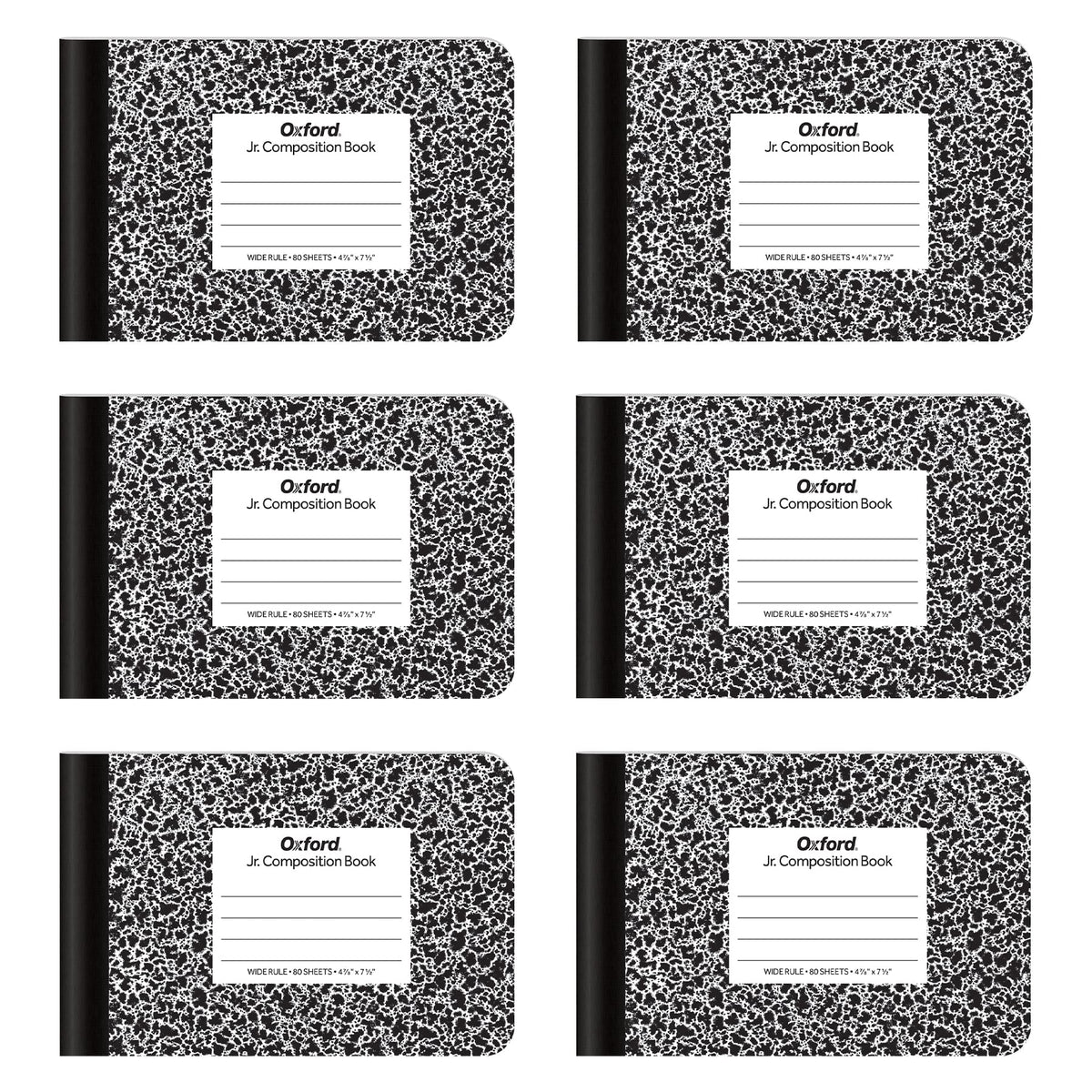 Oxford Jr. Composition Notebooks, School Supplies, Notebooks for School, Half Size, 4-7/8 x 7-1/2