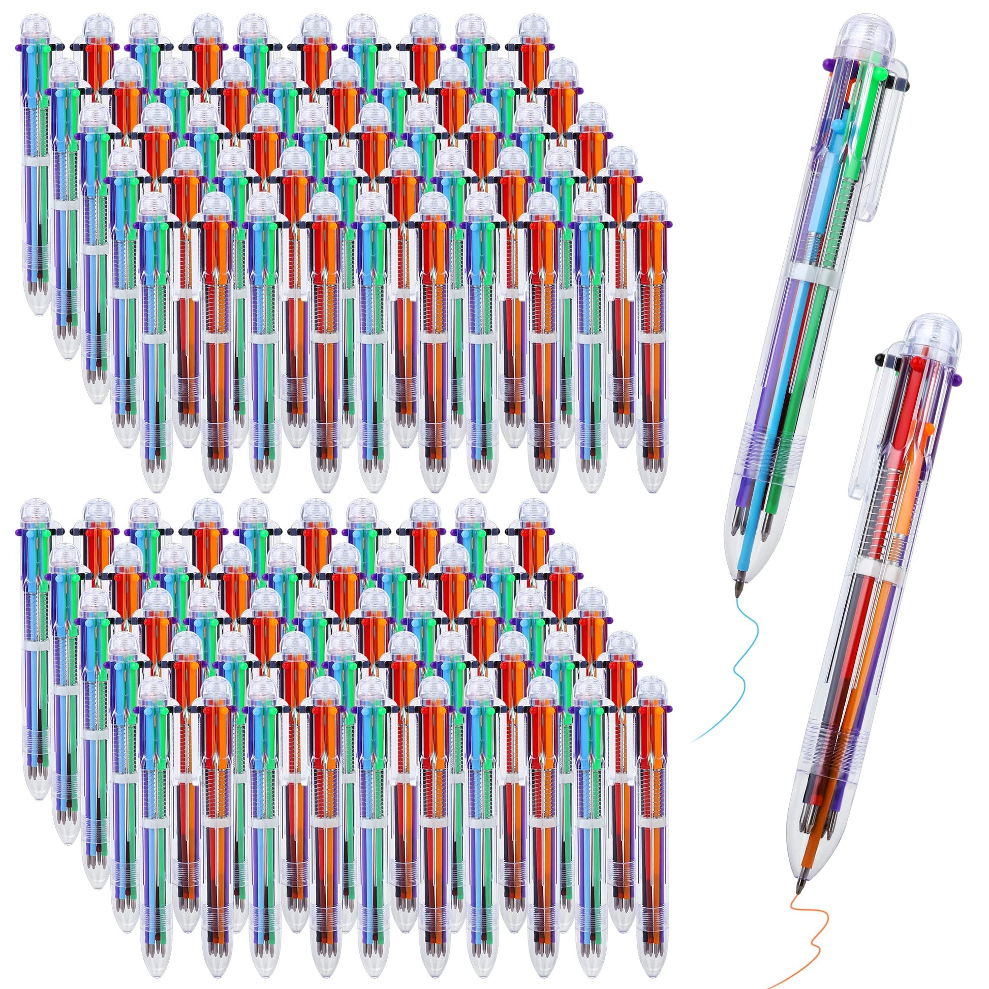 Aodaer 96 Pieces Multicolor Ballpoint Pens, 0.5 mm 6 Colors Transparent Barrel Ballpoint Pen