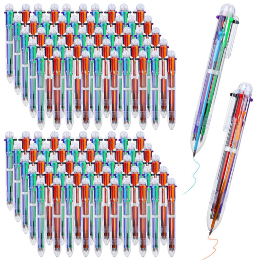Aodaer 96 Pieces Multicolor Ballpoint Pens, 0.5 mm 6 Colors Transparent Barrel Ballpoint Pen