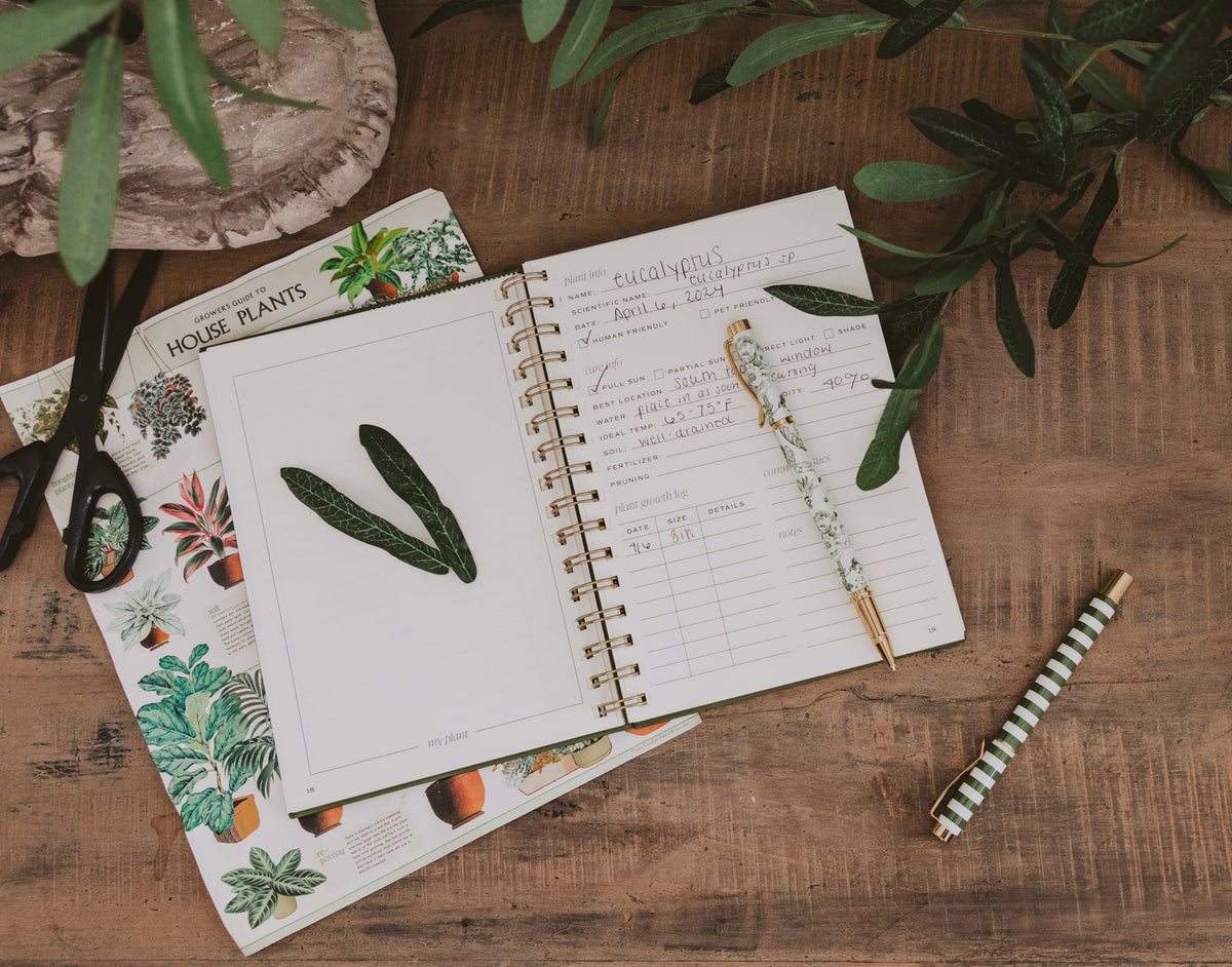Sweet Water Decor Plant Journal, Cute Lined Spiral Notebook for Women, 125 Prompt Pages for Writing