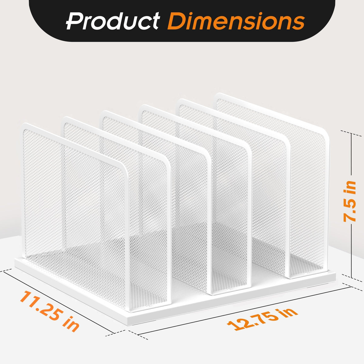 Kuntine.B 5-Section Upright Desk File Organizer White 1 Pack