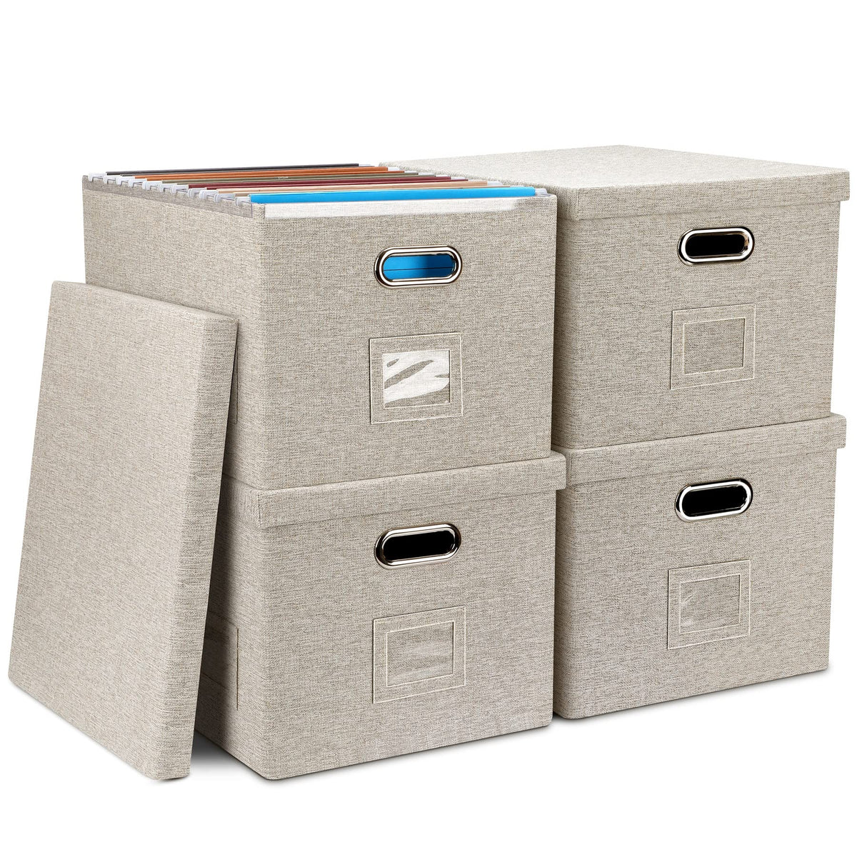 Storage Bins With Lids Office Organization File Folder Organizer Boxes