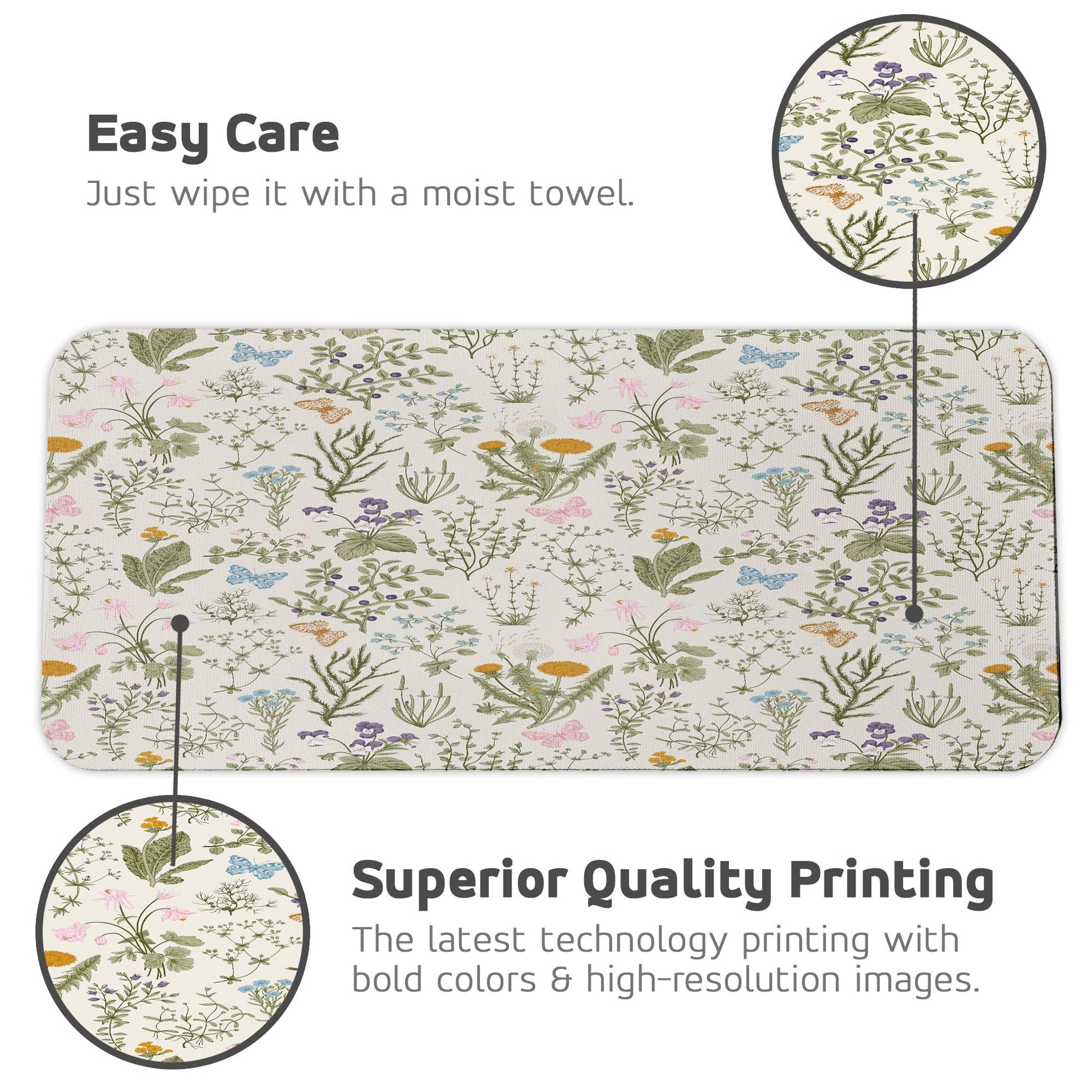 Ambesonne Floral Computer Mouse Pad, Vintage Garden Plants Herbs Flowers Botanical Classic Design