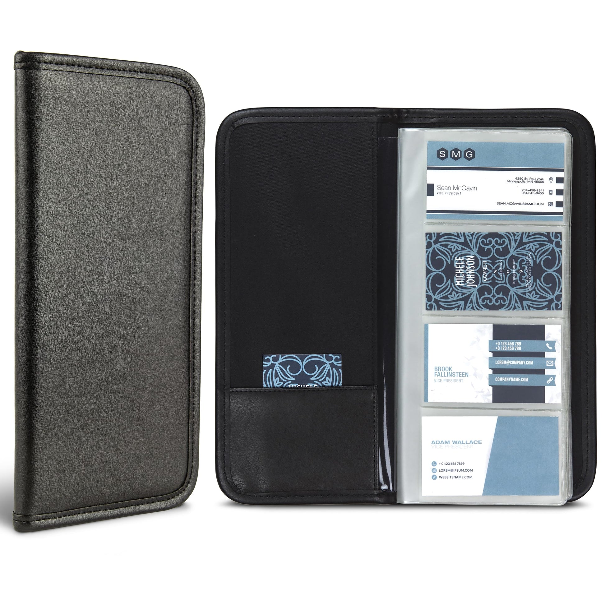 Samsill Professional Business Card Organizer with Padded Cover, Card Holder for 160 Cards, Black