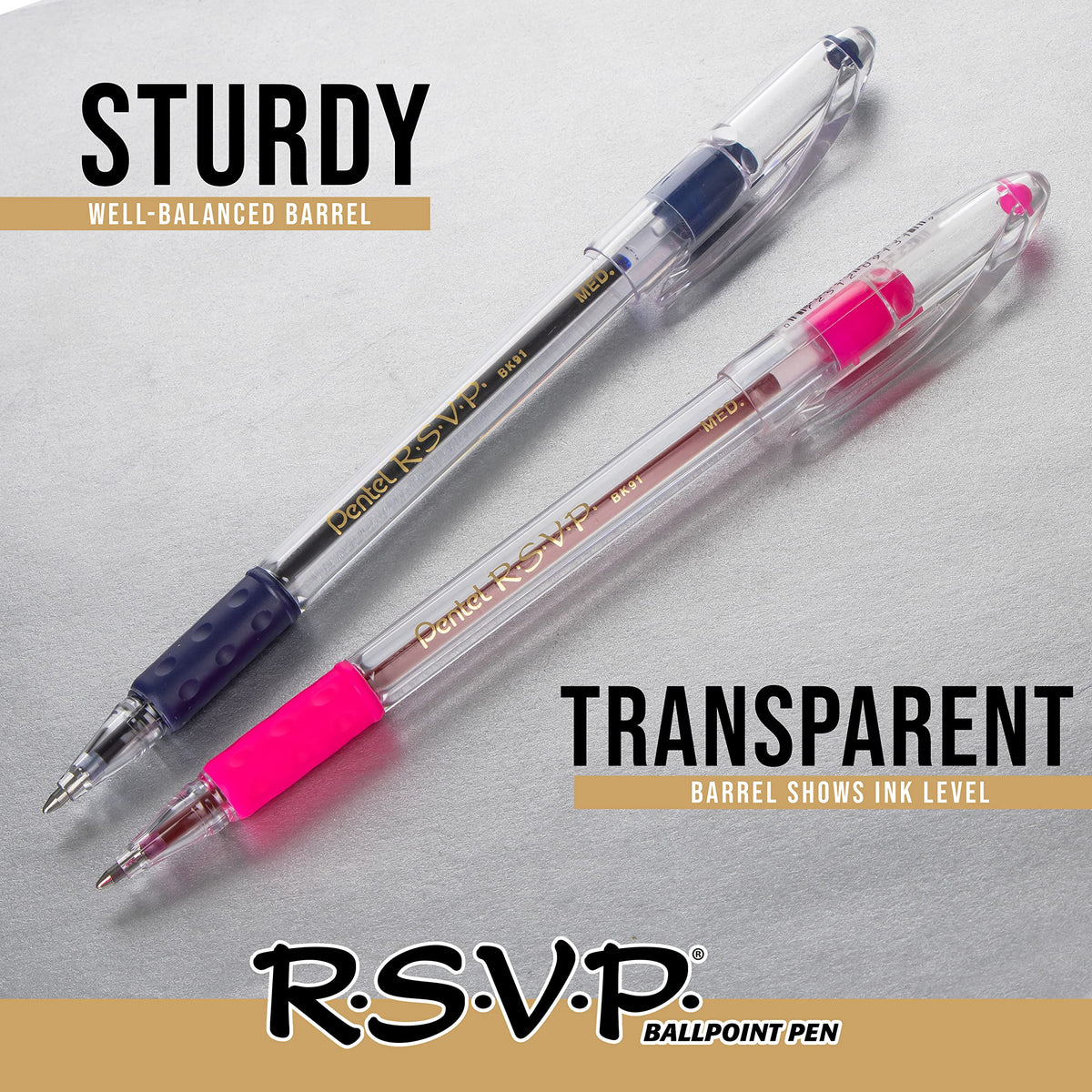 Pentel RSVP Ballpoint Pen, (0.7mm) Fine Line, Red Ink, 72pk Canister (BK90PC72B)