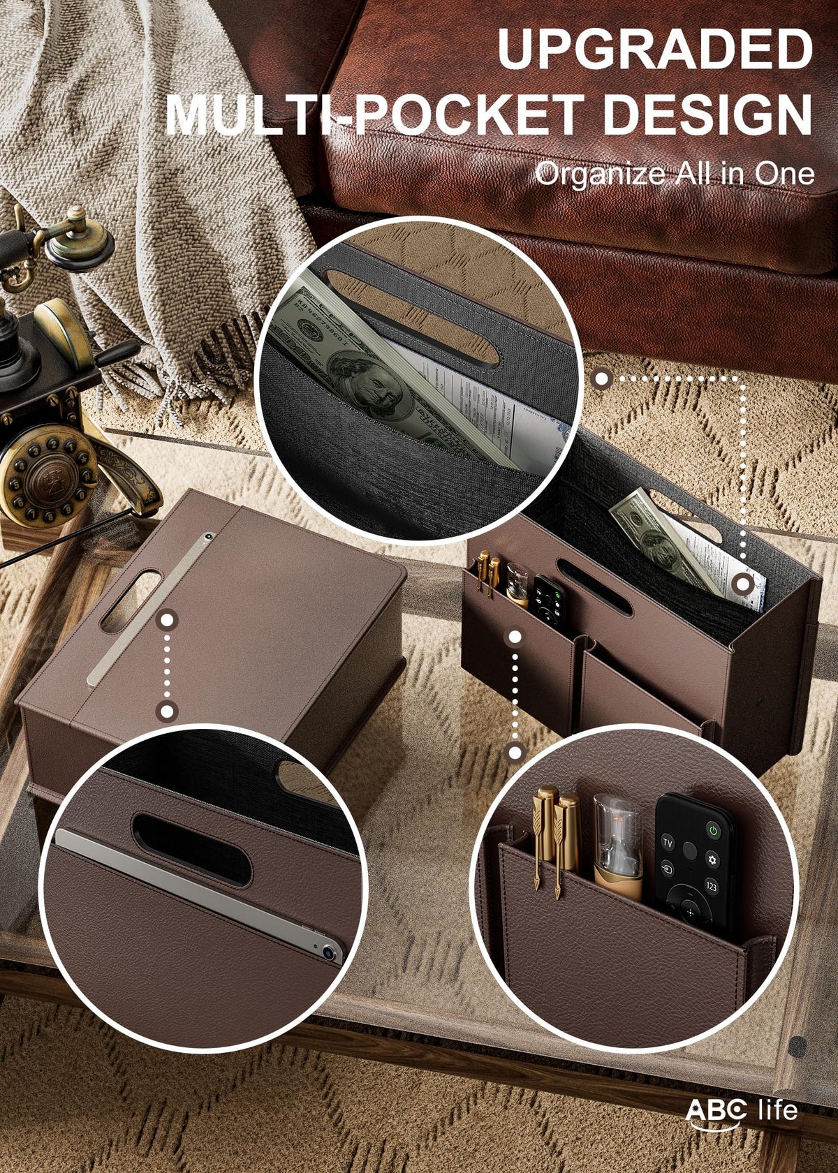 ABC life Magazine Holder,Magazine Rack Floor, Brown