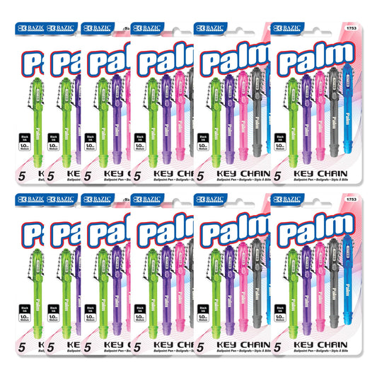 BAZIC PRODUCTS Palm Ballpoint Pens, Key Chain, Black Ink, 5 Ct, 12-Pack