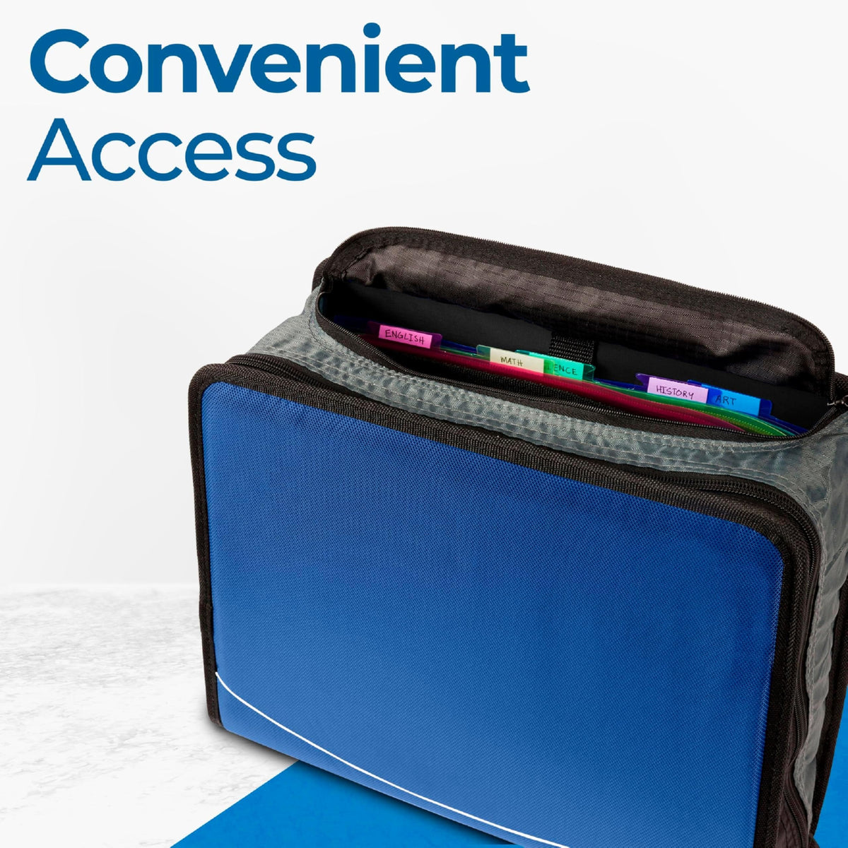 Case-it Mighty Zip Tab School Zipper Binder | 3-Inch O-Rings, 600-Sheet Capacity, 5-Subject