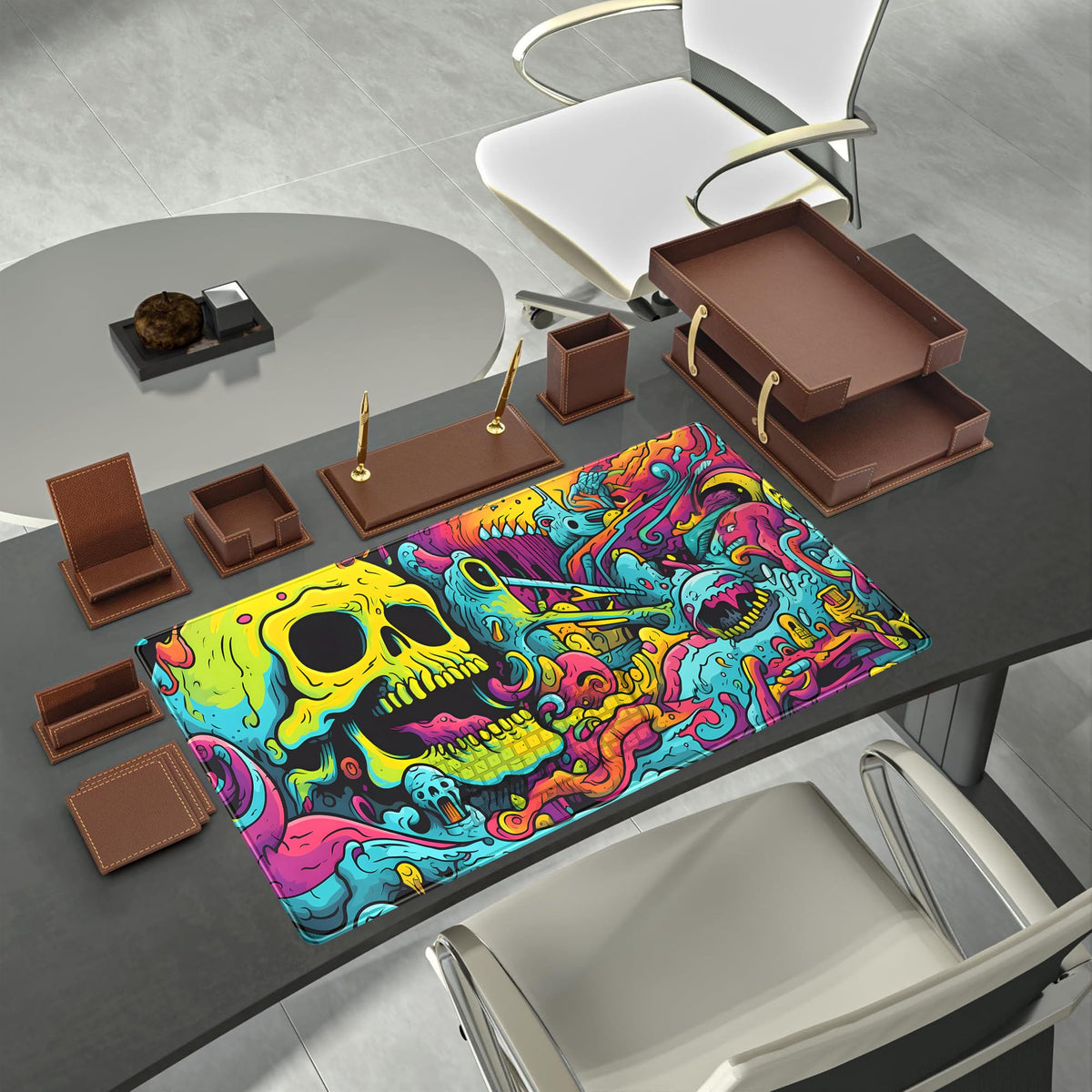 Gaming Desk Mat Skull Desk Pad Extended Mouse Pad XXL, Cool Mouse and Keyboard Mat Big Desktop Mats
