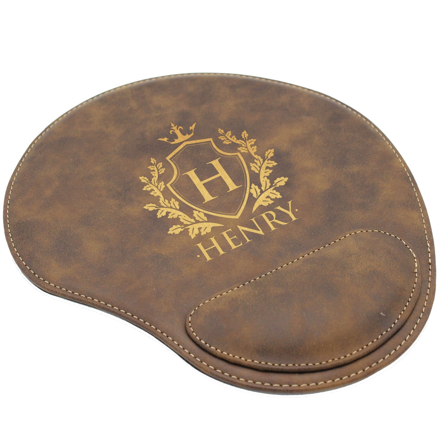 Custom Engraved and Personalized Mouse Pad with Wrist Rest Desk Accessories (Rawhide)