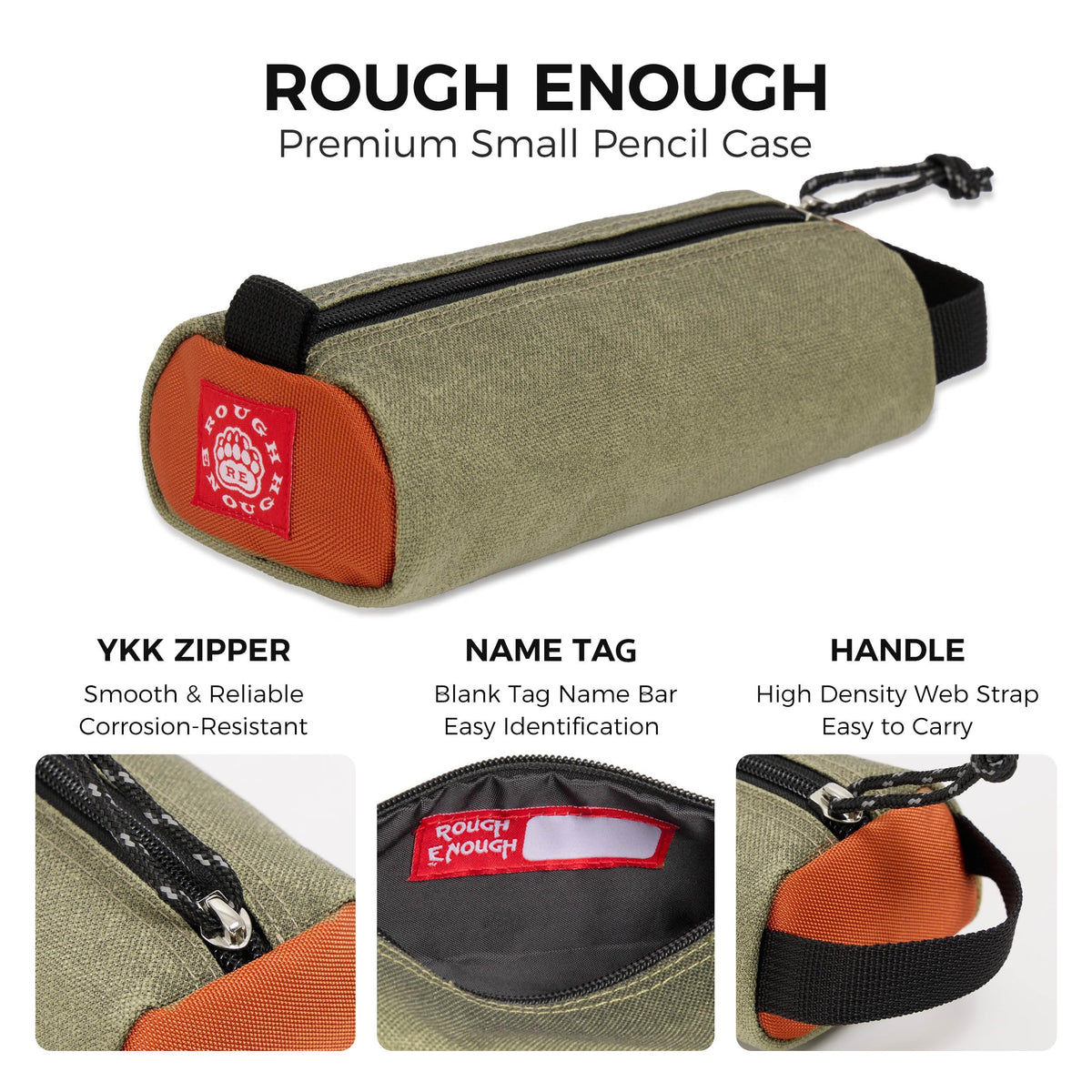 Rough Enough Small Pencil Case Pouch, Stationery Bag for Students, Beige