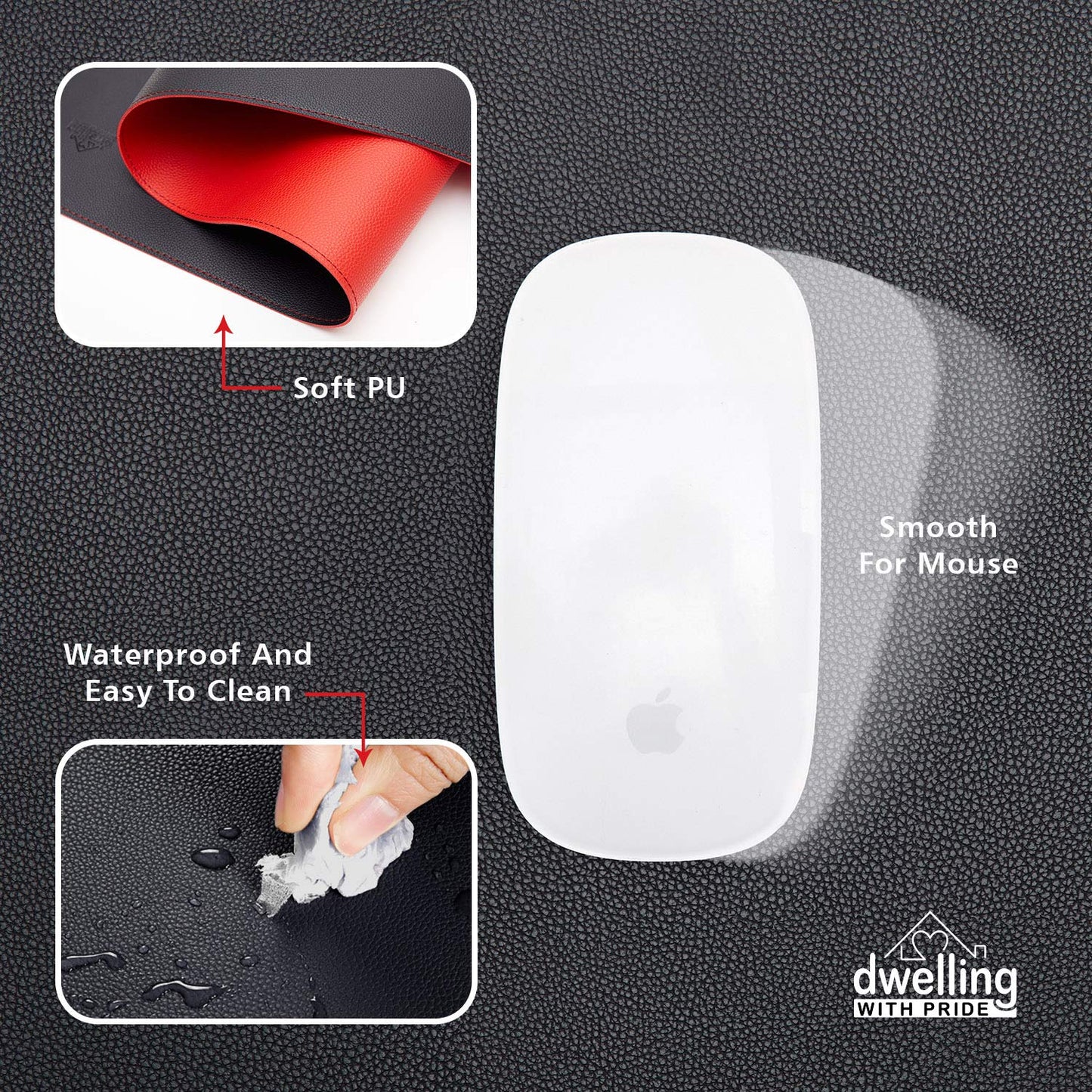 Leather Desk Mat - Reversible PU Leather, Waterproof, Non-Slip