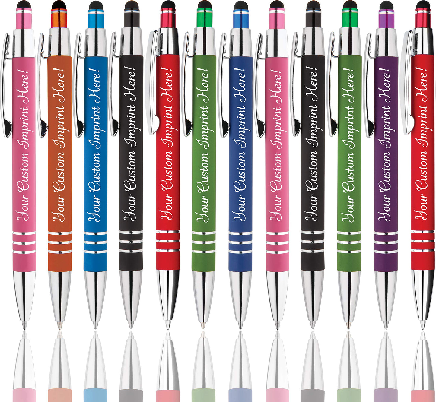 Personalized Pens - Hottie Rubberized Soft Touch Ballpoint Pen with Stylus tip is a stylish