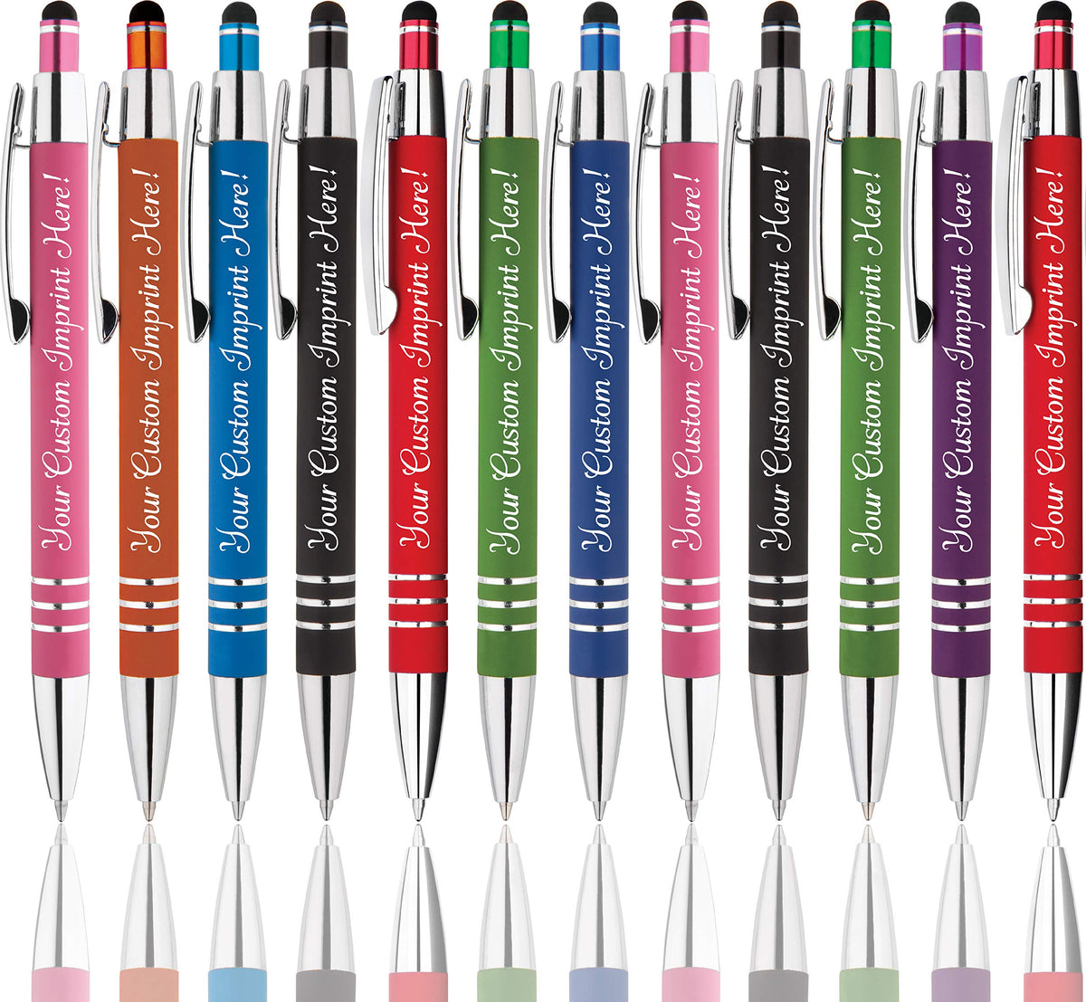 Personalized Pens - Hottie Rubberized Soft Touch Ballpoint Pen with Stylus tip is a stylish