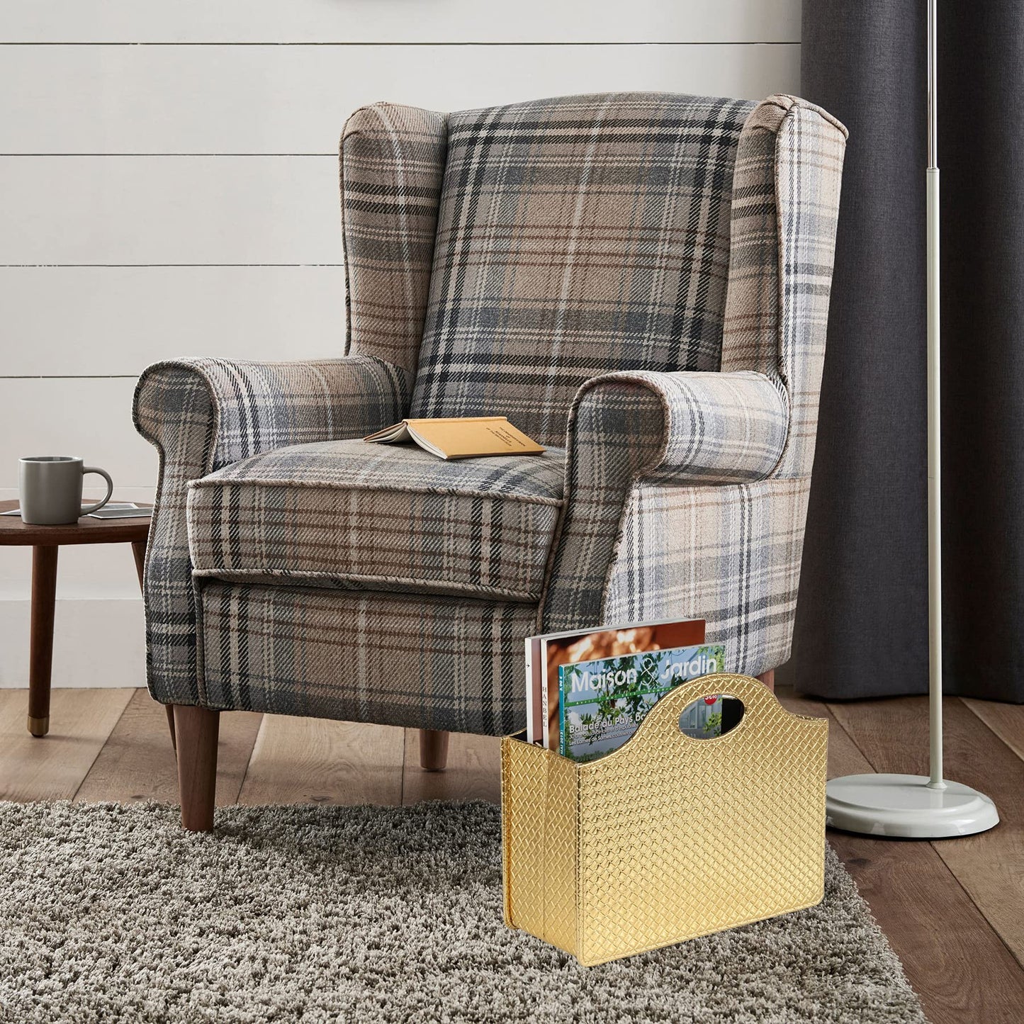 HofferRuffer Magazine Basket Holder, Foldable Magazine Rack, Document File Holder Organizer, File